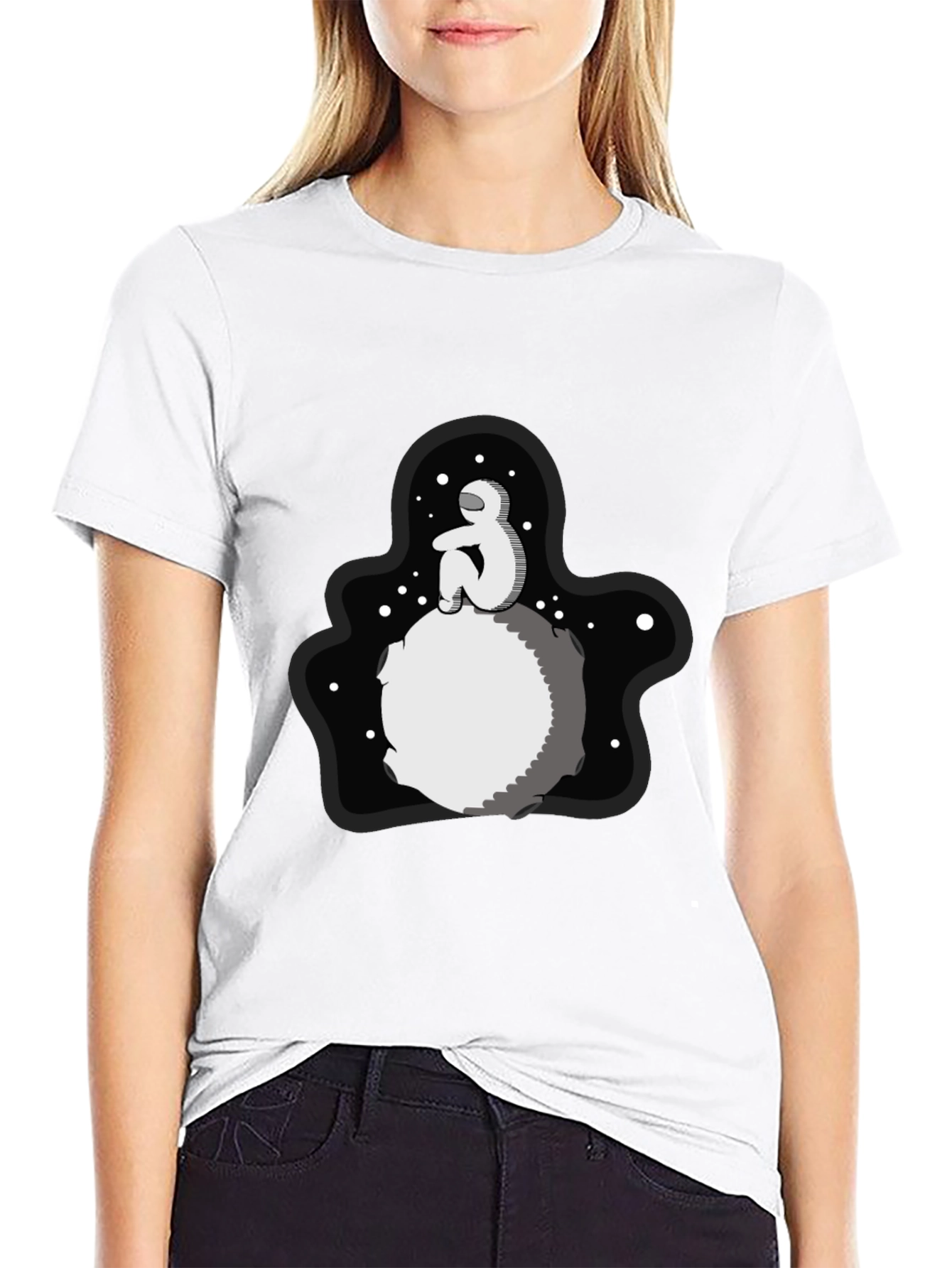 Astronaut Moon Black T-Shirt