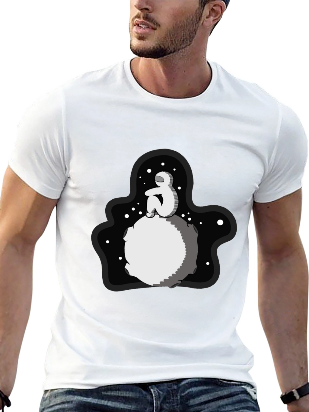 Astronaut Moon Black T-Shirt