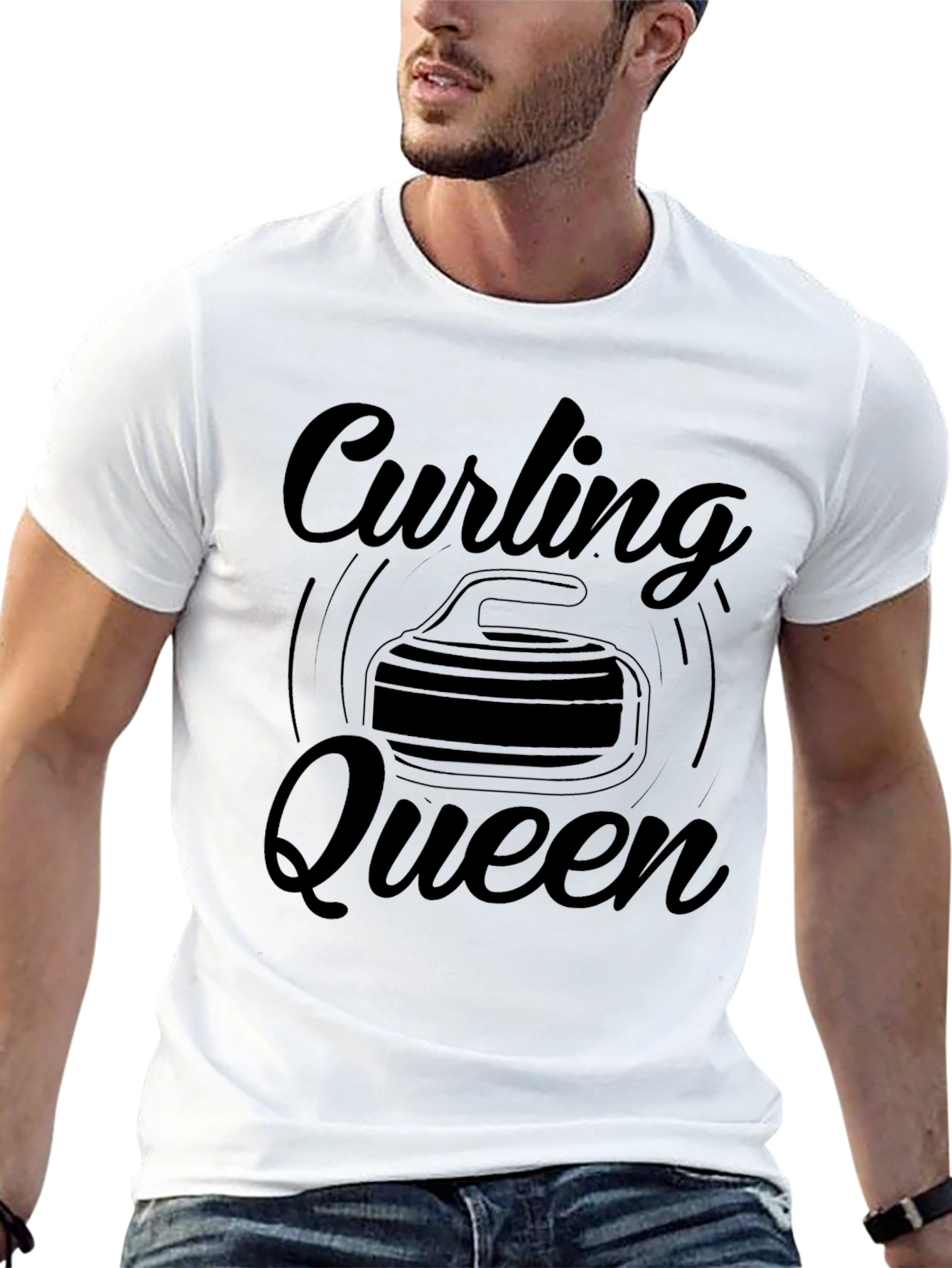 Curling Queen T-Shirt - Black Graphic Tee