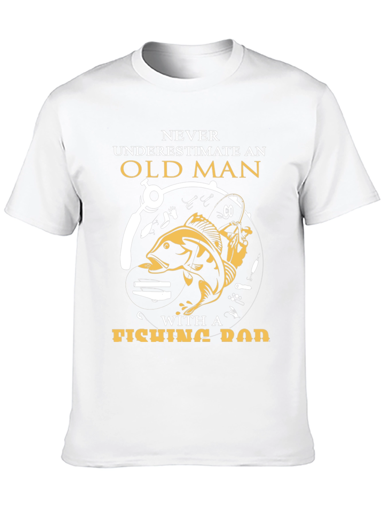 Never Underestimate Old Man Fishing Rod T-Shirt