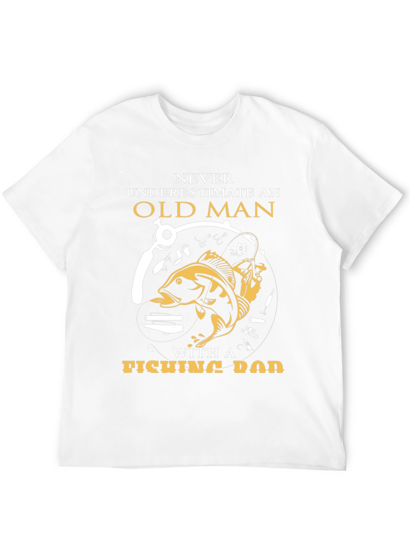 Never Underestimate Old Man Fishing Rod T-Shirt