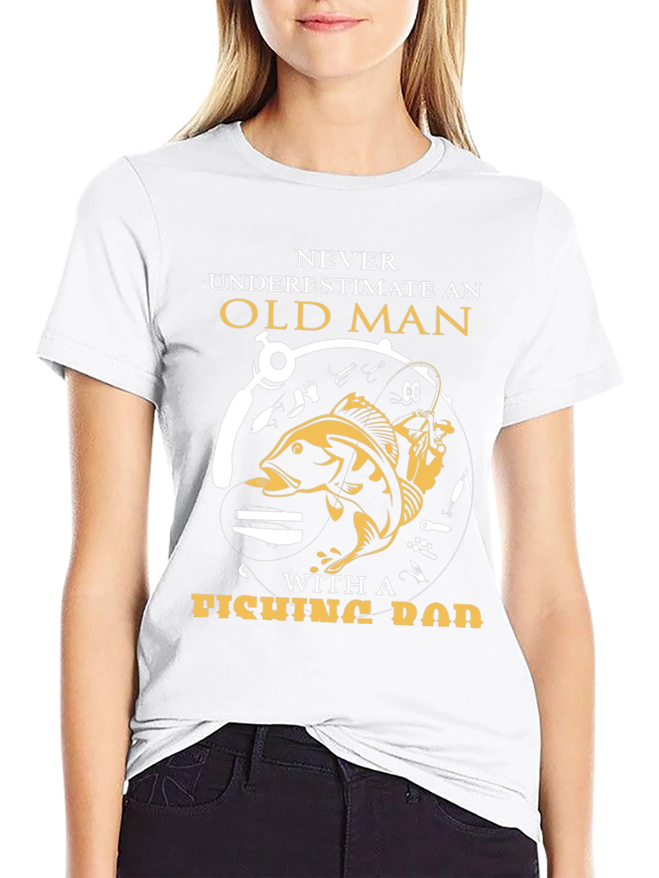 Never Underestimate Old Man Fishing Rod T-Shirt