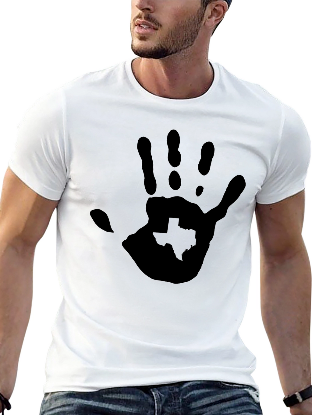 Texas Handprint Graphic Black Tee