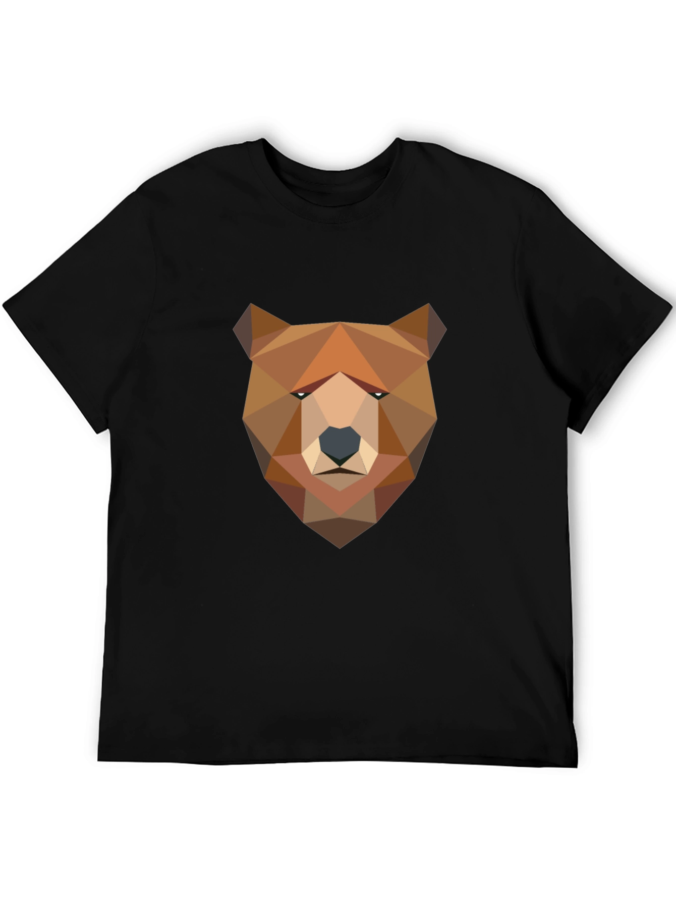 Geometric Bear Graphic Tee - Modern Mens Black T-Shirt
