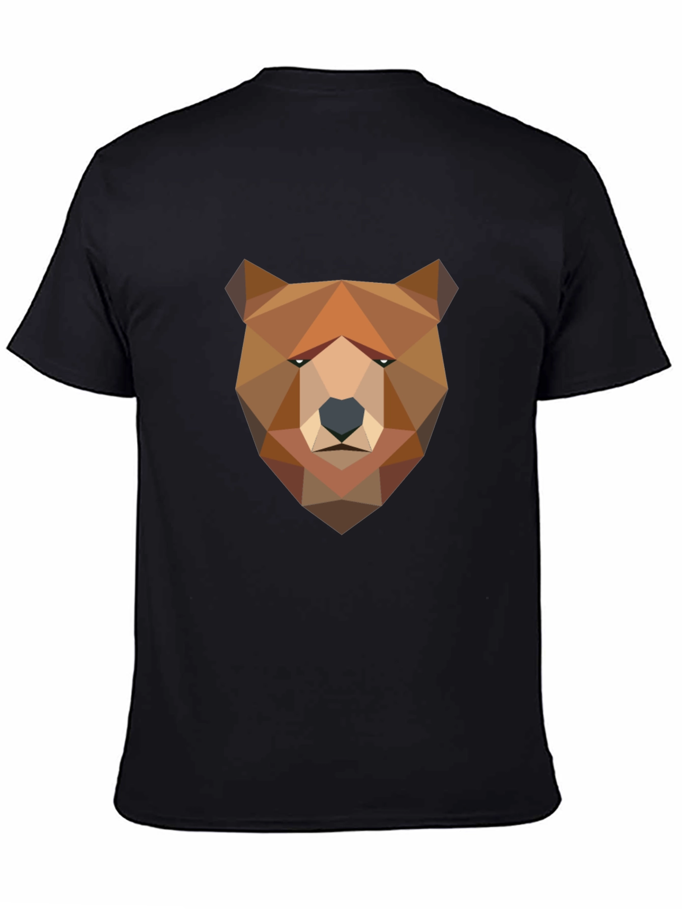 Geometric Bear Graphic Tee - Modern Mens Black T-Shirt