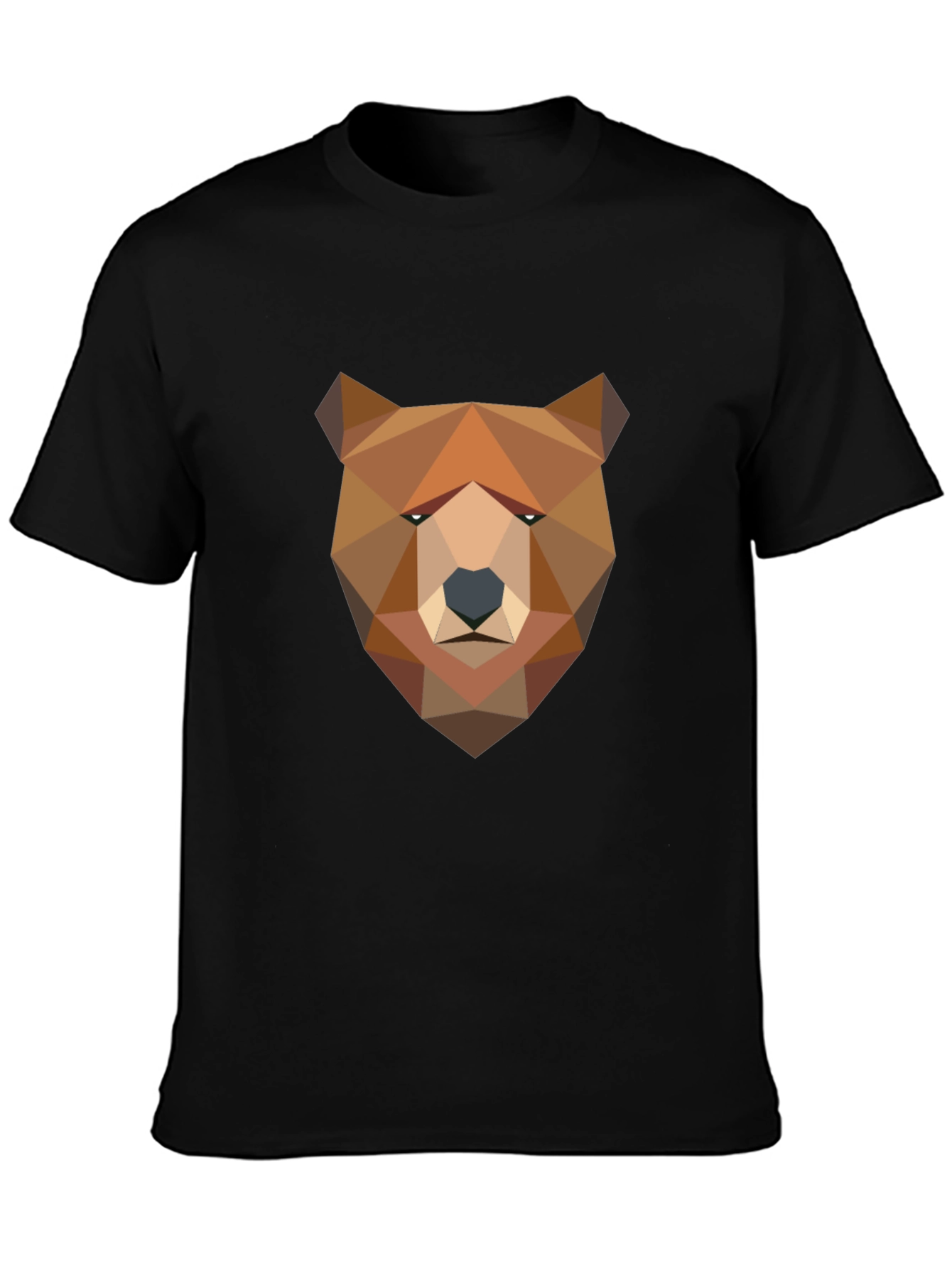 Geometric Bear Graphic Tee - Modern Mens Black T-Shirt