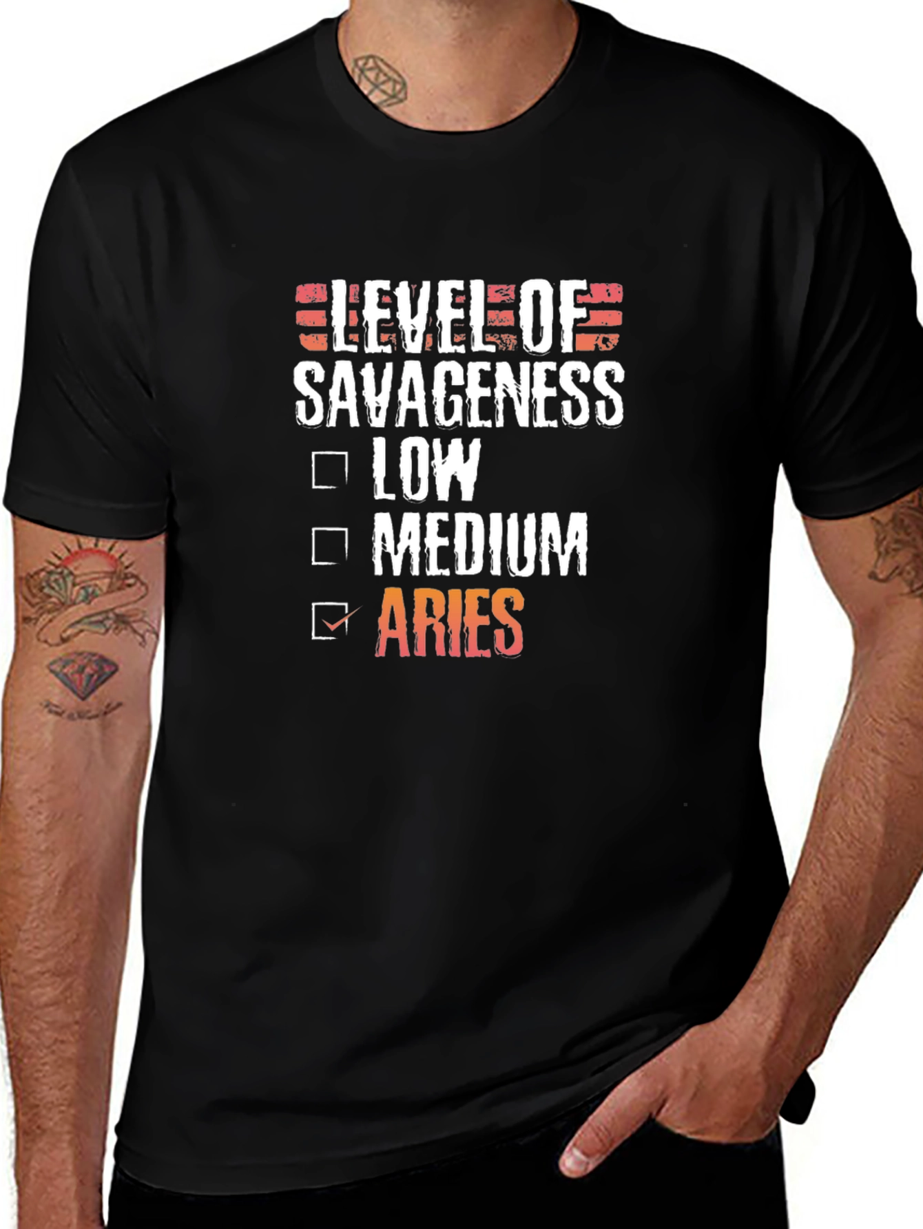 Level of Savageness Aries Zodiac Graphic T-Shirt