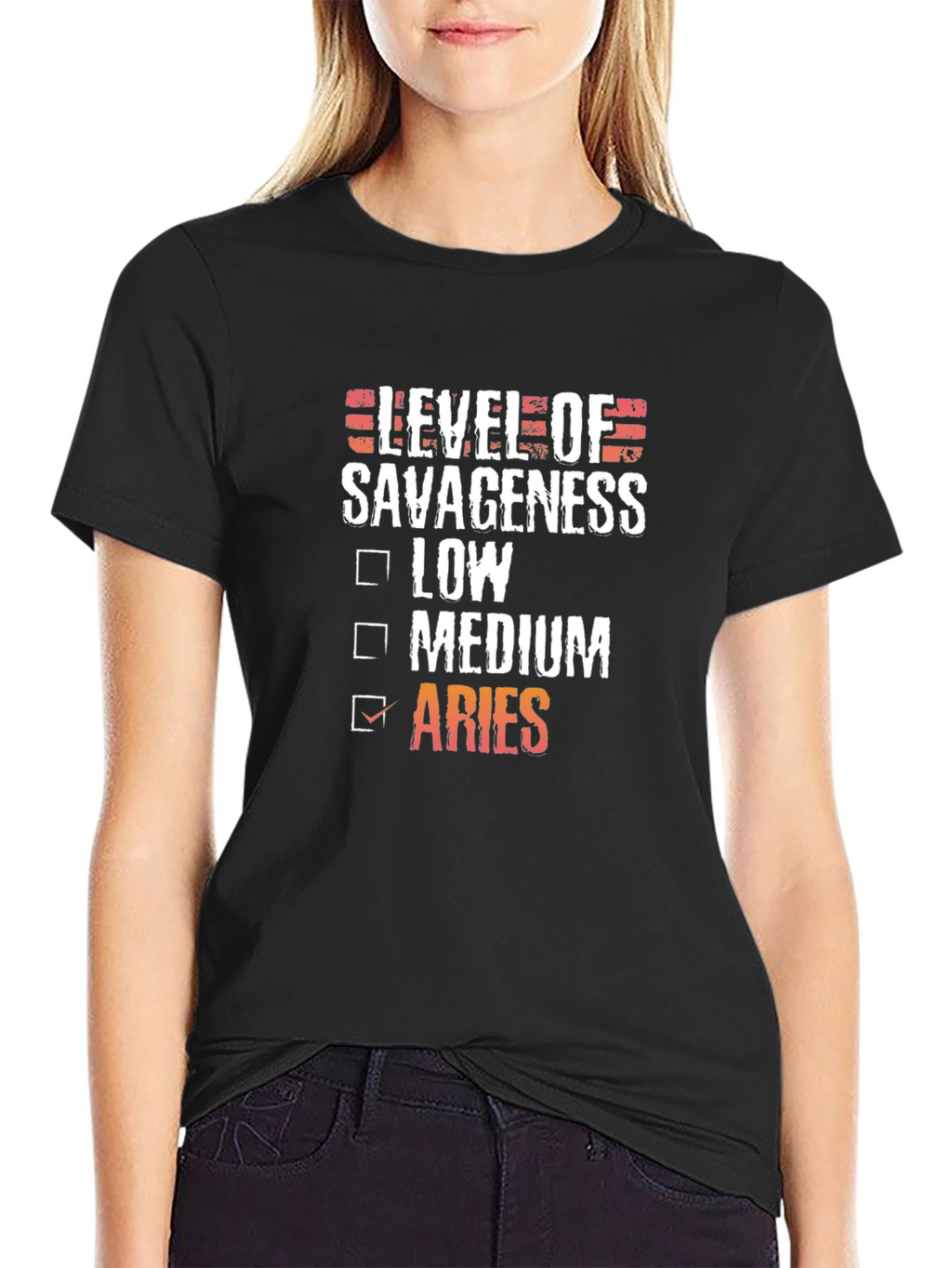 Level of Savageness Aries Zodiac Graphic T-Shirt