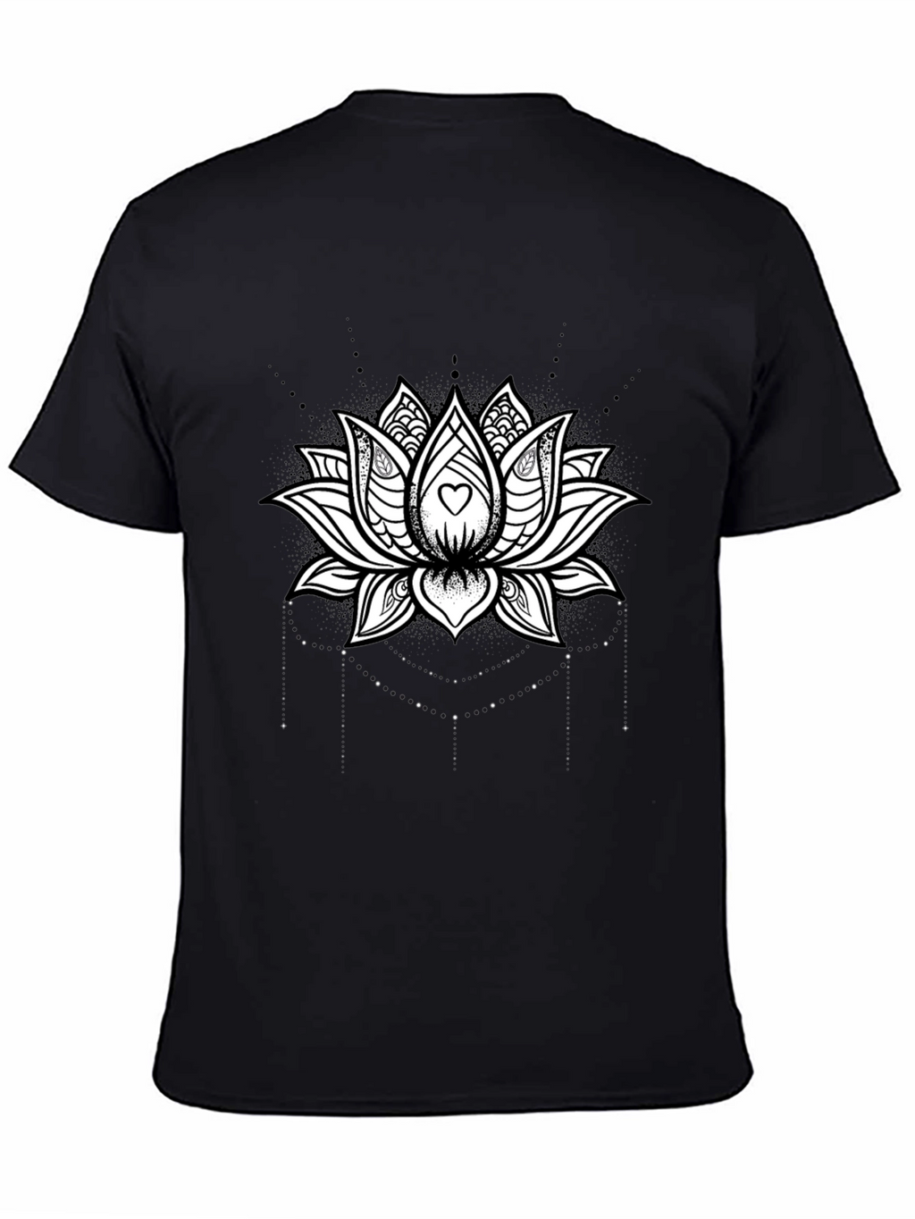 Lotus Heart Graphic Tee - Black Cotton Blend