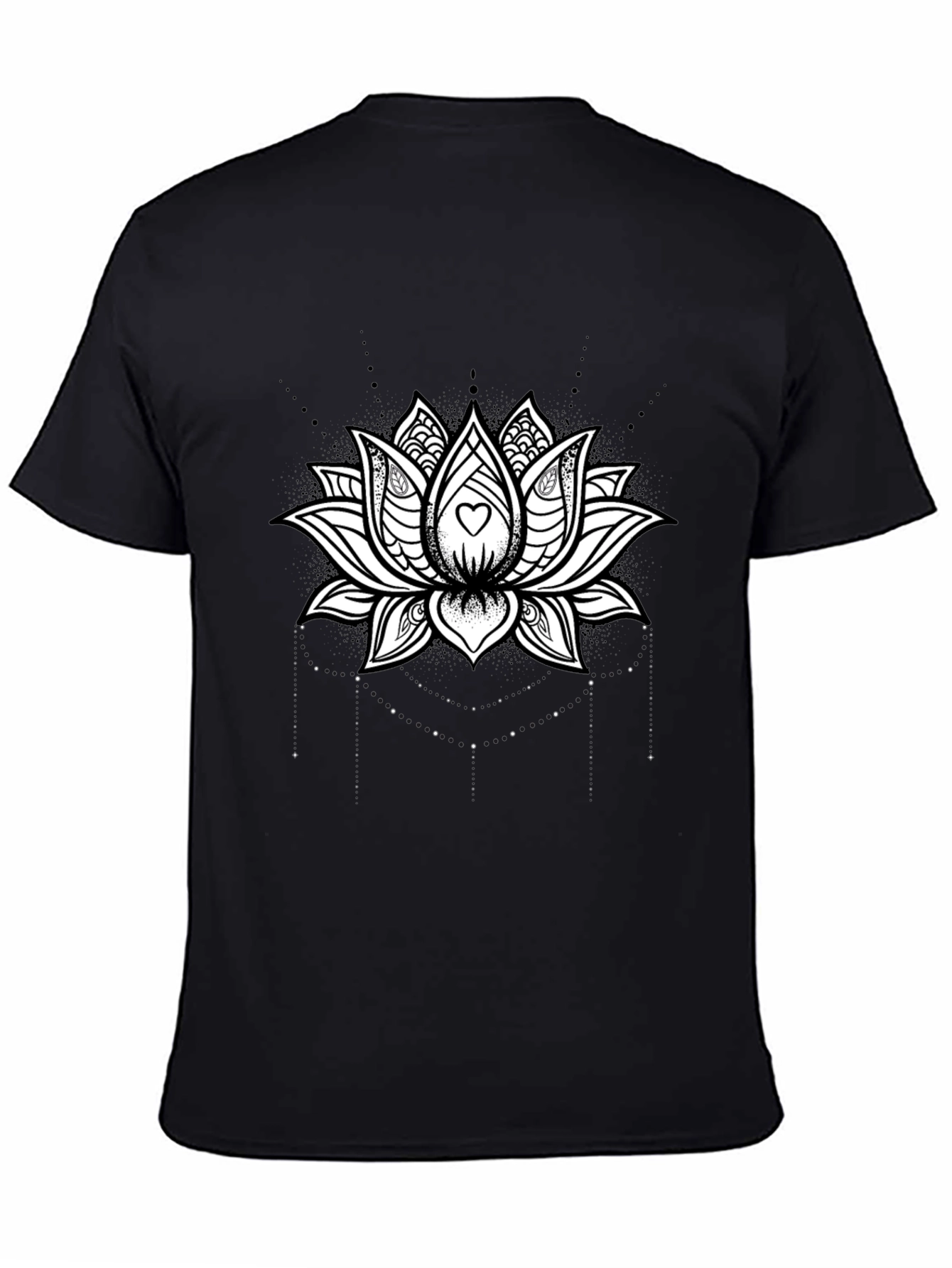 Lotus Heart Graphic Tee - Black Cotton Blend