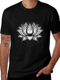 Lotus Heart Graphic Tee - Black Cotton Blend