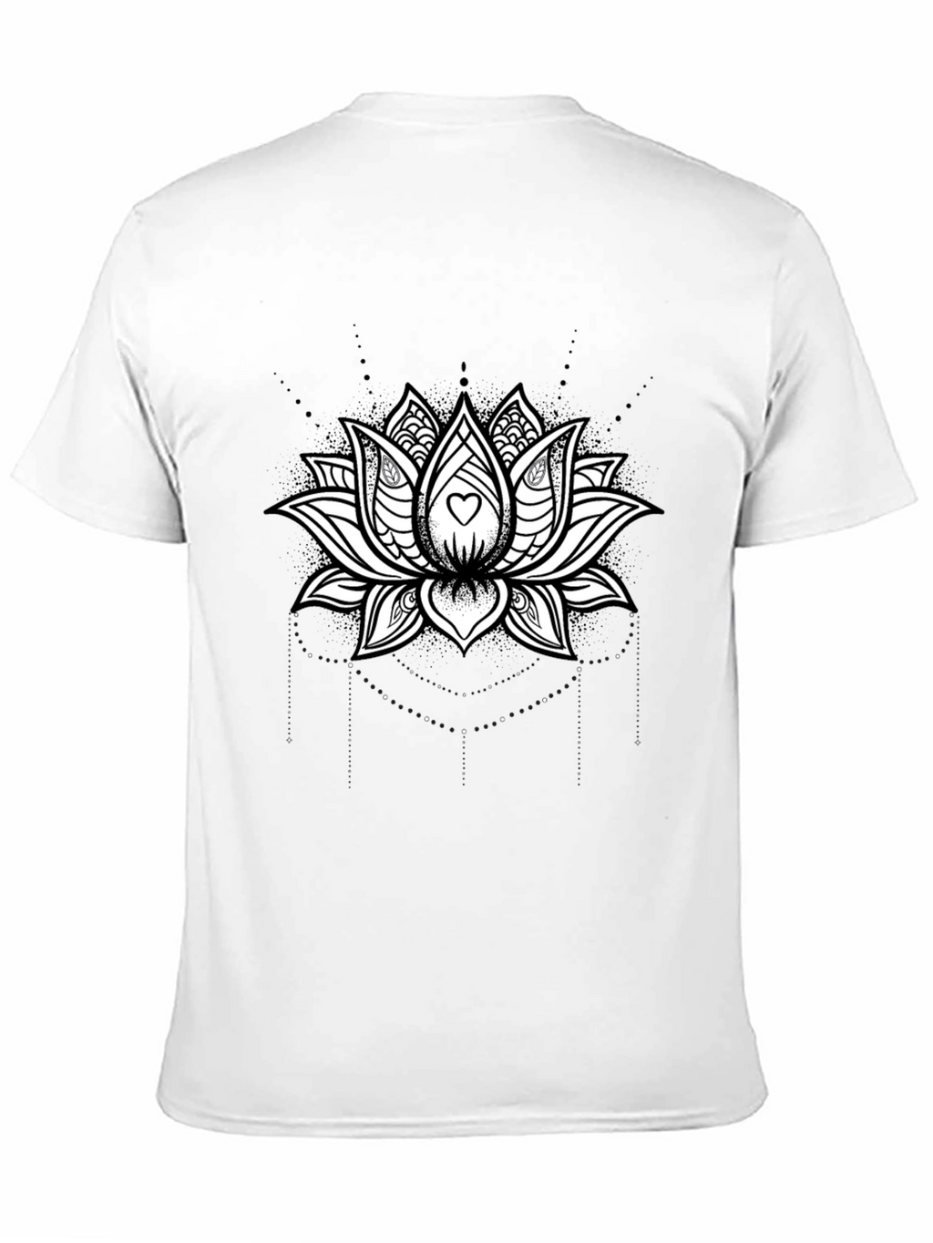 Lotus Heart Graphic Tee - Black Cotton Blend