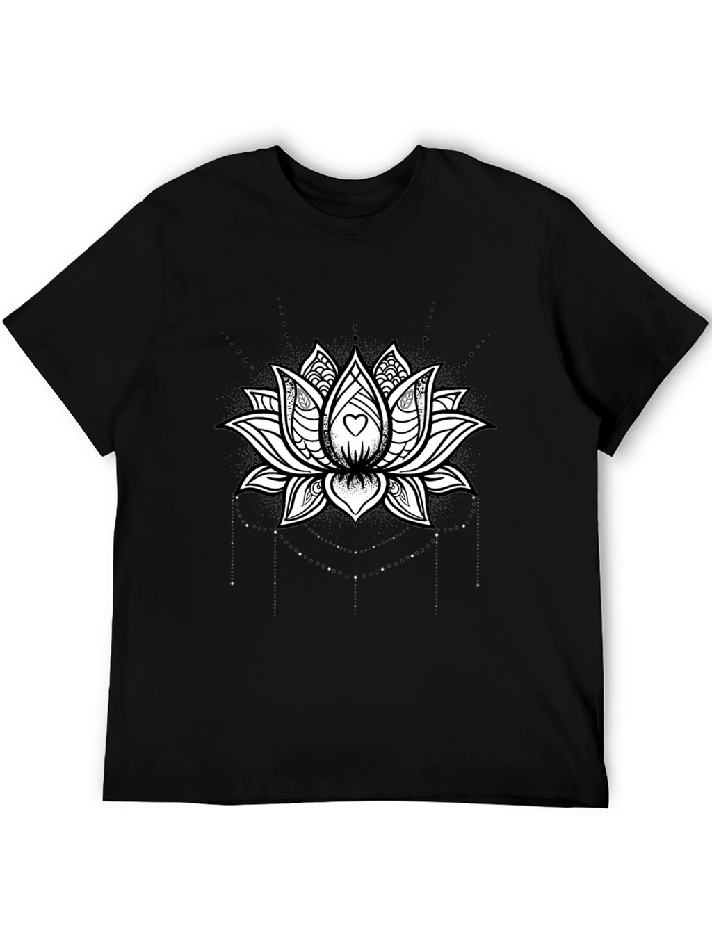 Lotus Heart Graphic Tee - Black Cotton Blend
