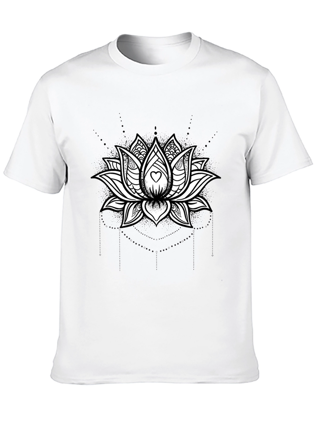 Lotus Heart Graphic Tee - Black Cotton Blend