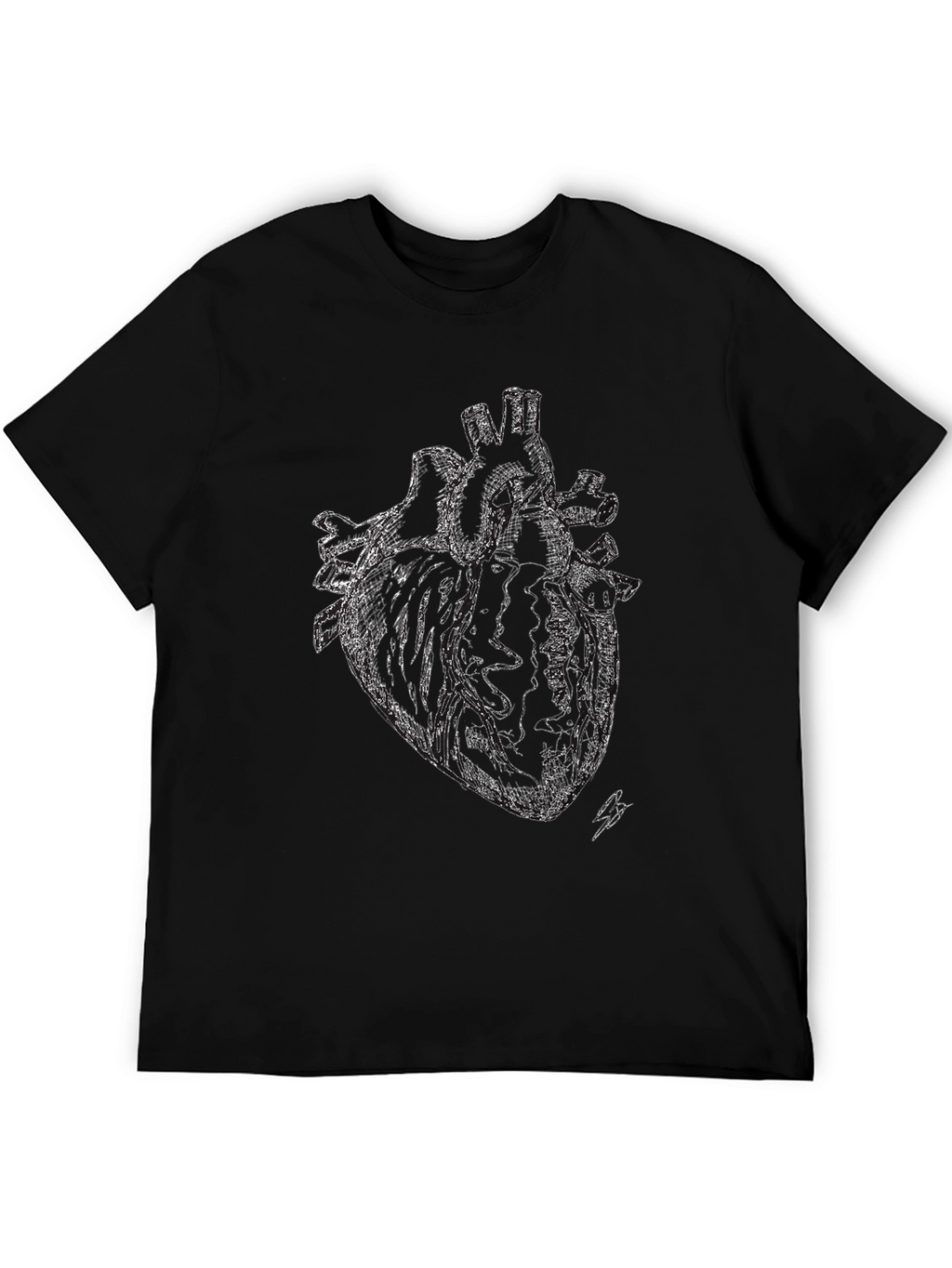 Anatomical Heart Print Black T-Shirt