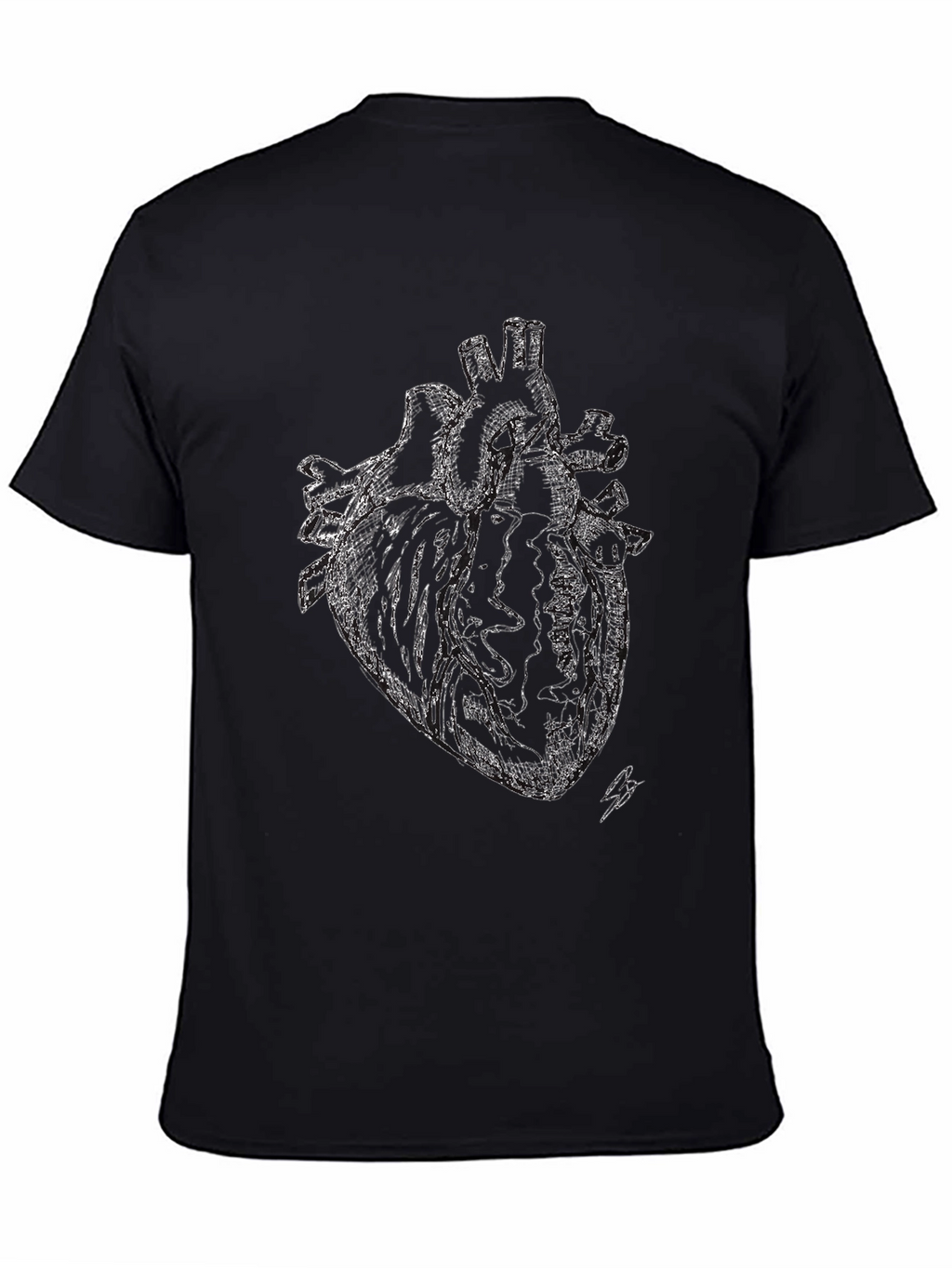 Anatomical Heart Print Black T-Shirt