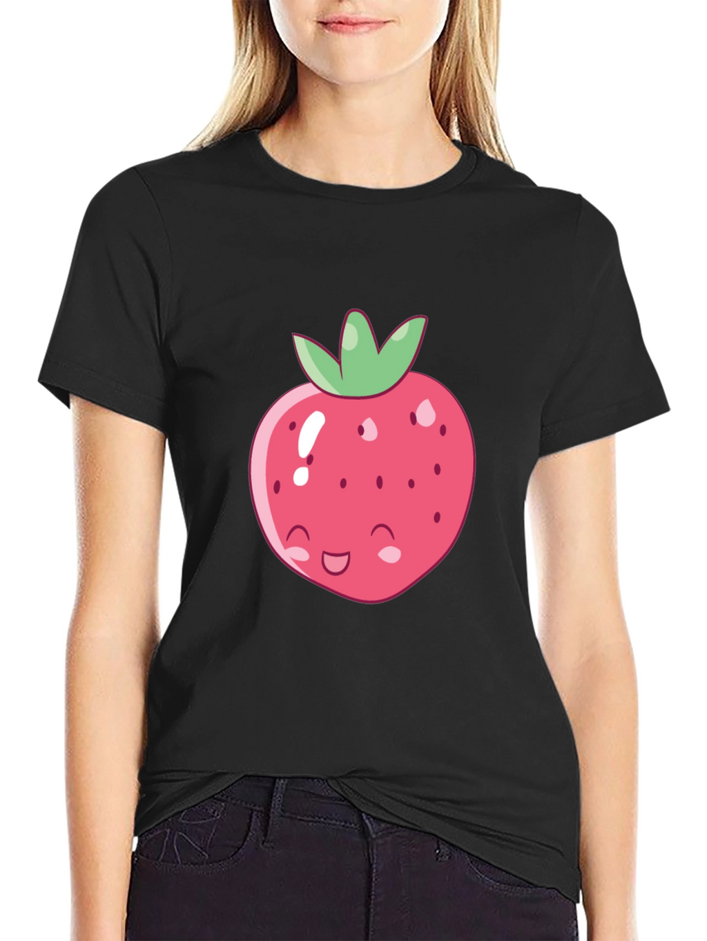 Cute Strawberry Graphic Tee - Soft Cotton Blend Shirt