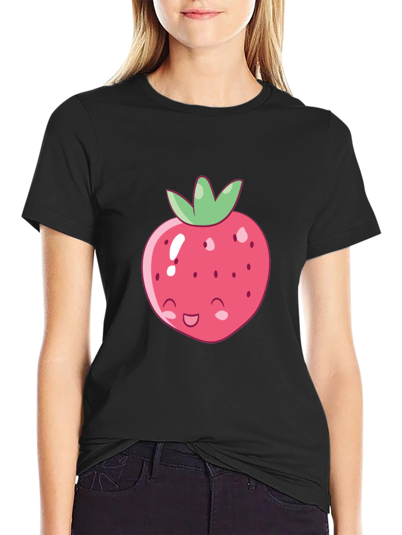 Cute Strawberry Graphic Tee - Soft Cotton Blend Shirt