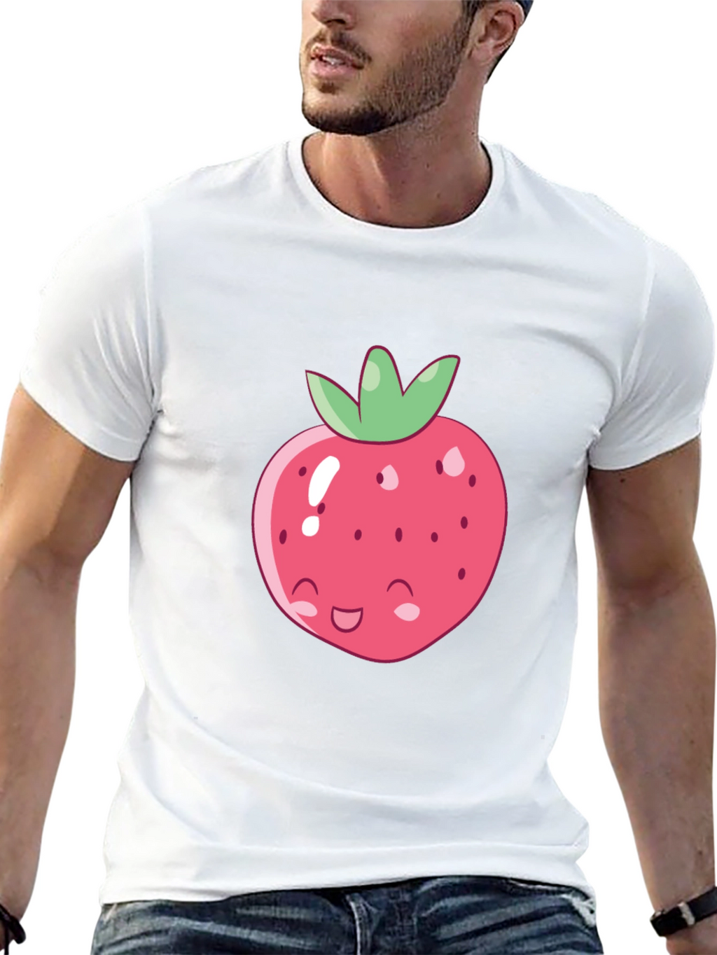 Cute Strawberry Graphic Tee - Soft Cotton Blend Shirt