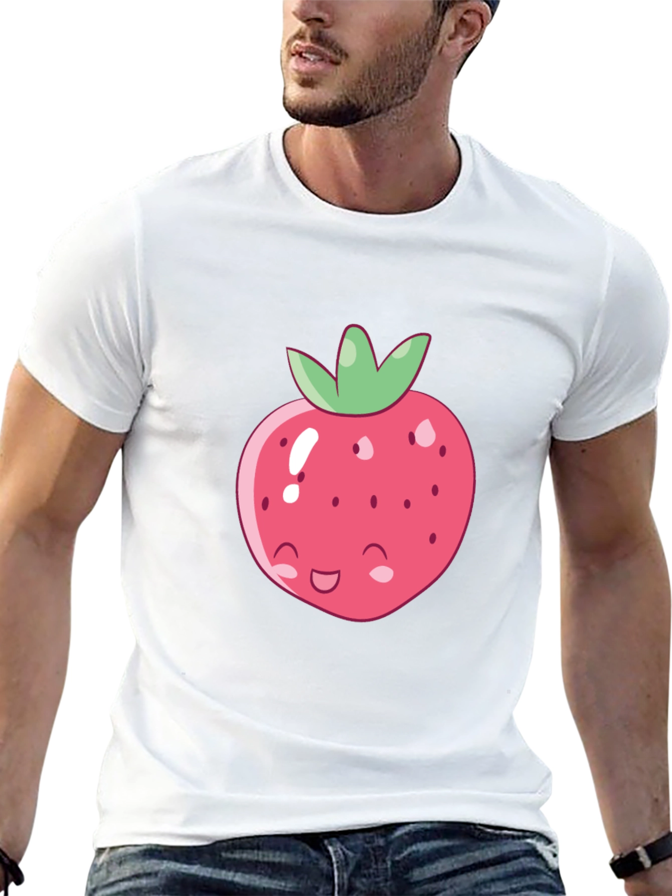Cute Strawberry Graphic Tee - Soft Cotton Blend Shirt