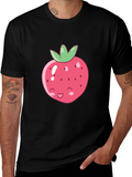 Cute Strawberry Graphic Tee - Soft Cotton Blend Shirt