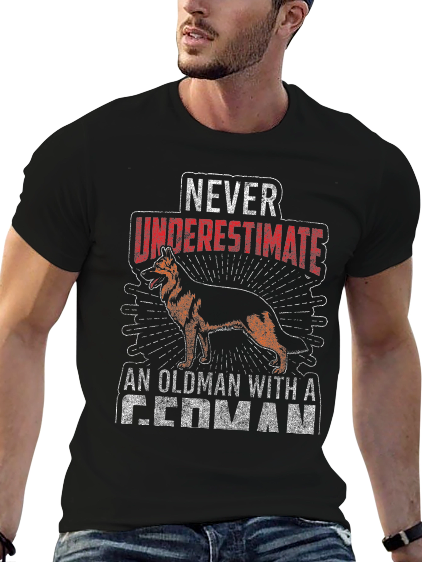 Never Underestimate German Shepherd Old Man T-Shirt
