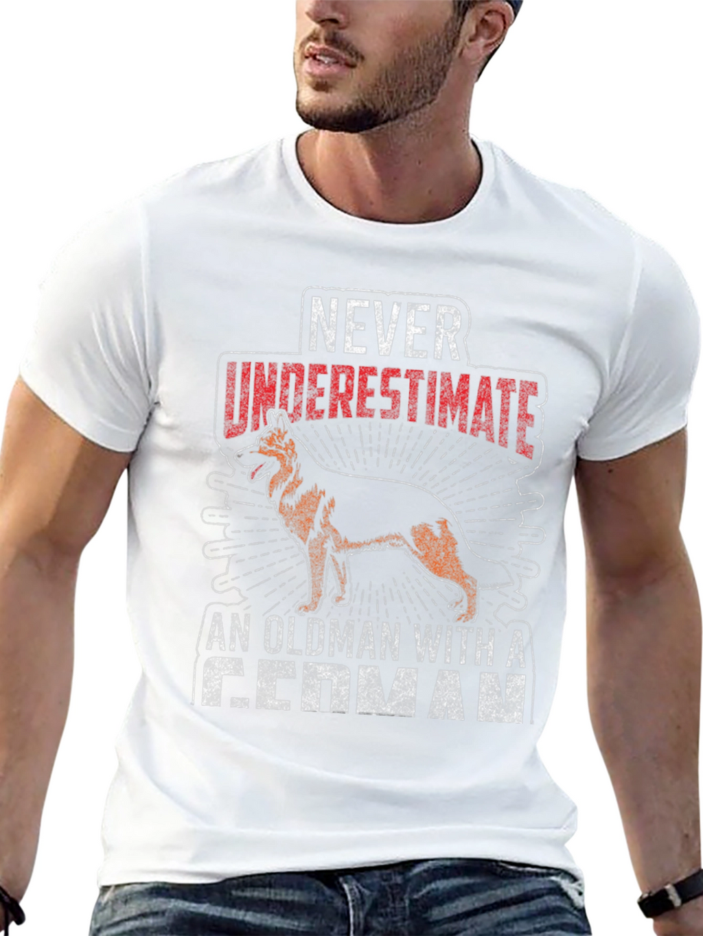 Never Underestimate German Shepherd Old Man T-Shirt
