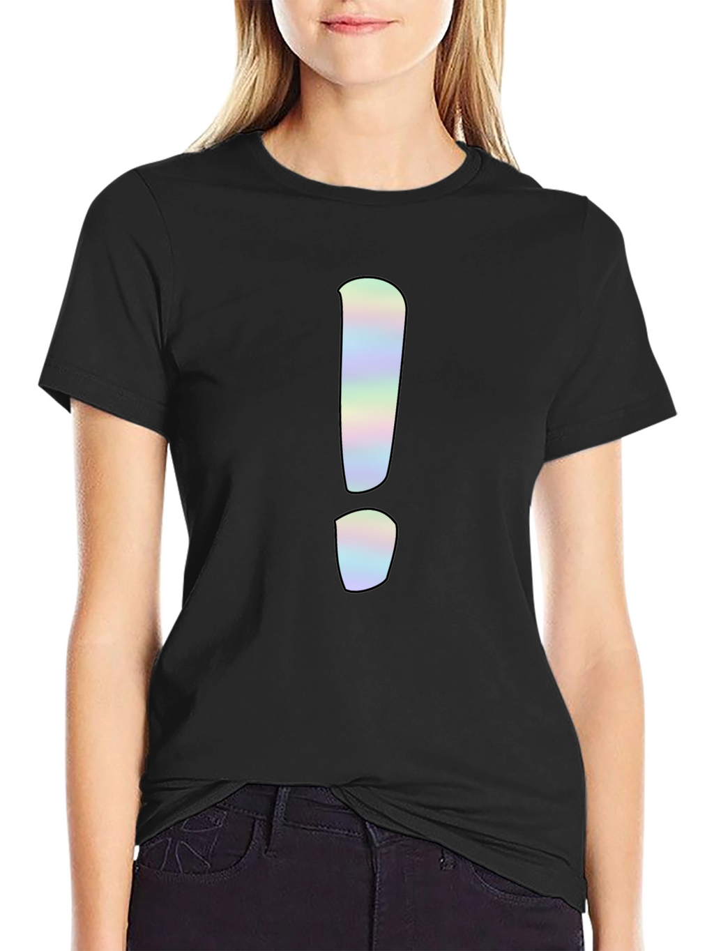Statement Tee: Holographic Exclamation Point Graphic Shirt