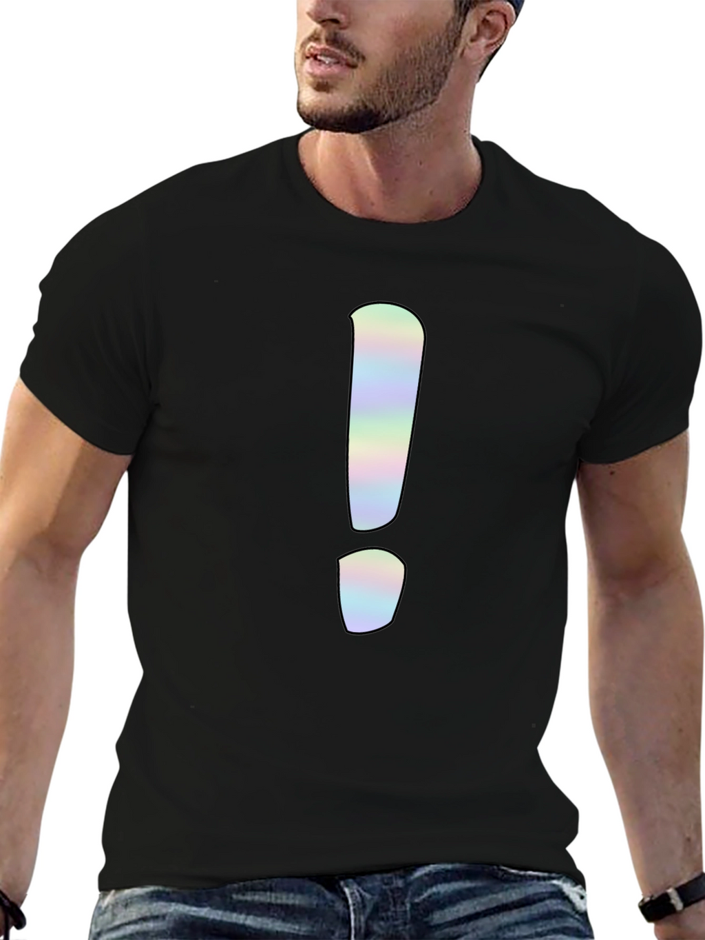 Statement Tee: Holographic Exclamation Point Graphic Shirt