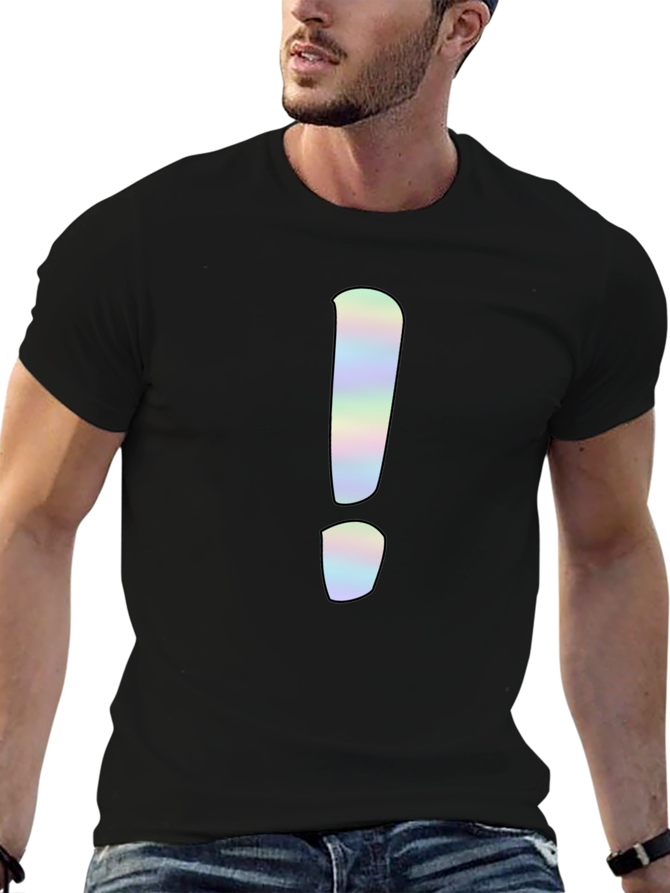 Statement Tee: Holographic Exclamation Point Graphic Shirt