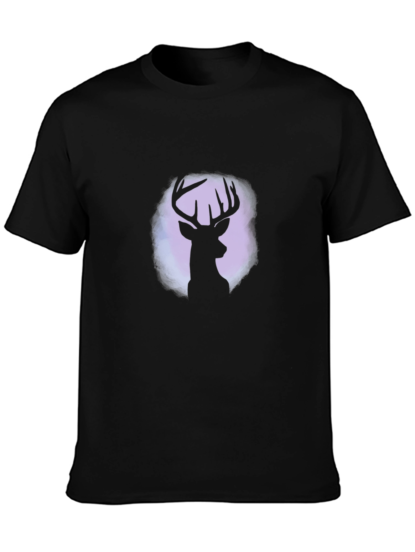 Deer Silhouette Graphic Tee - Black Cotton Blend