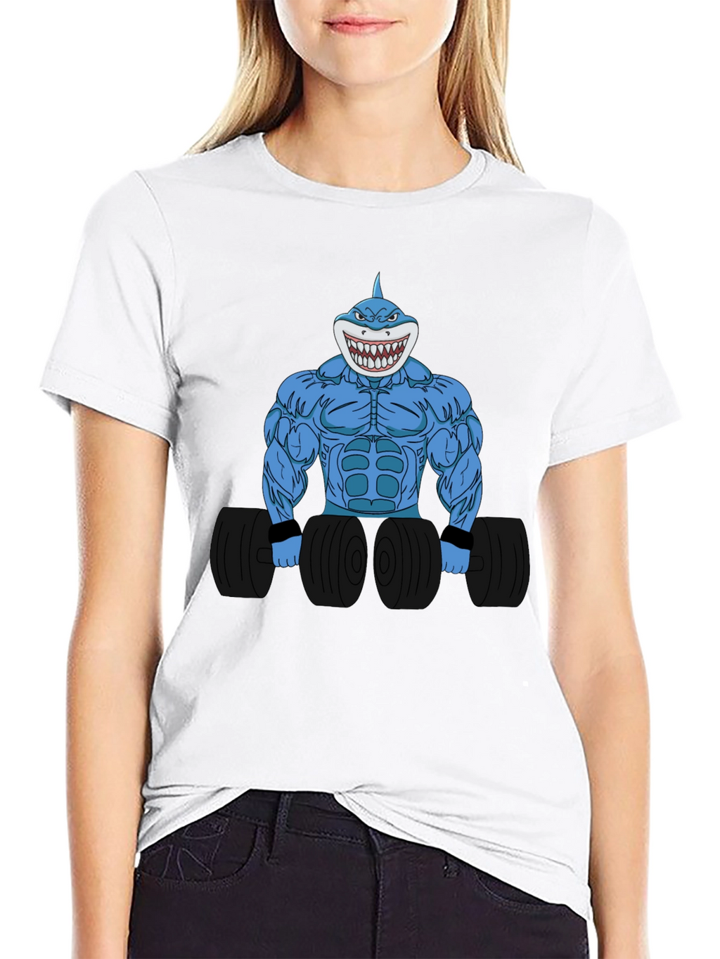 Shark Bodybuilder Graphic T-Shirt
