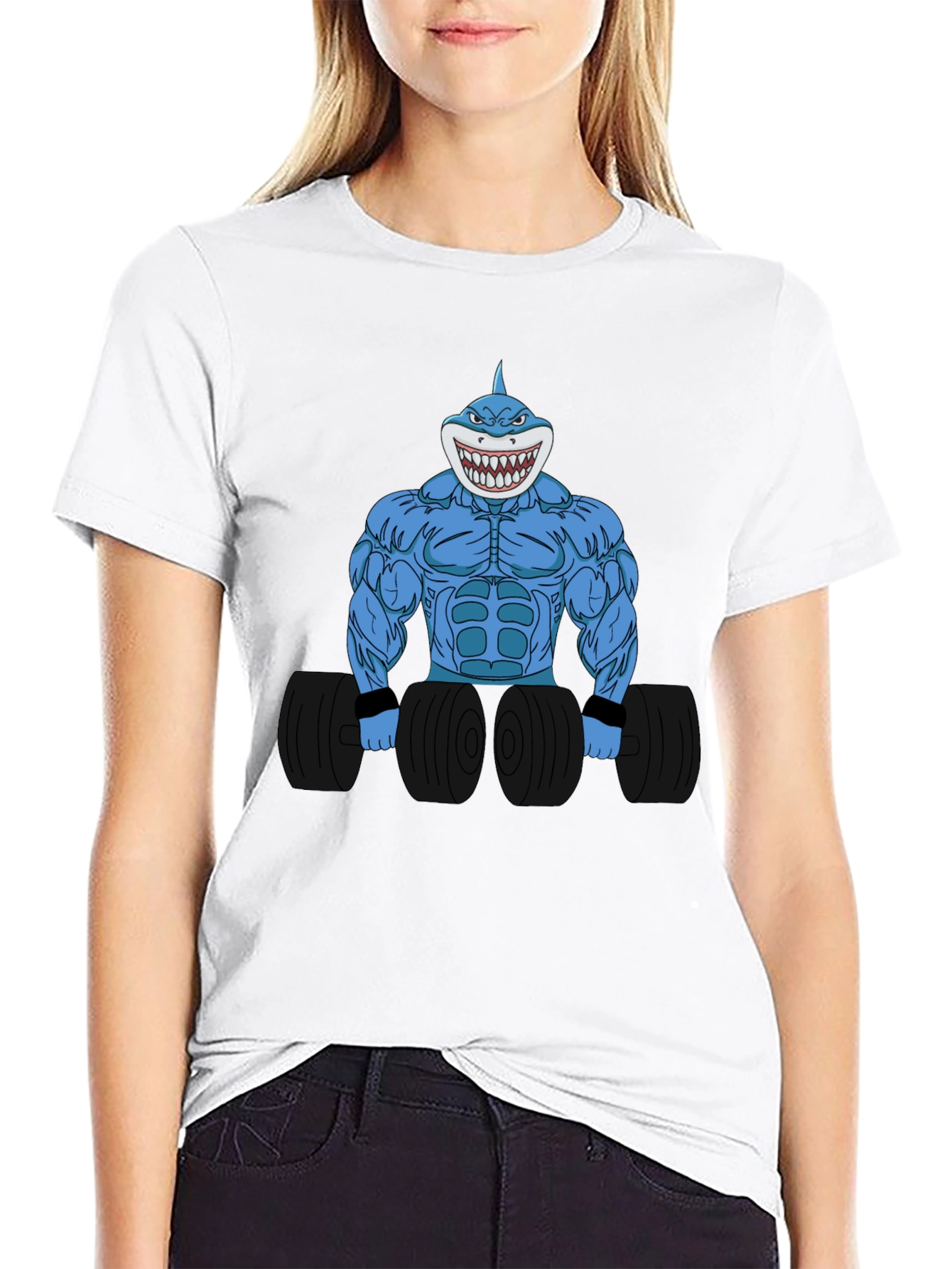 Shark Bodybuilder Graphic T-Shirt
