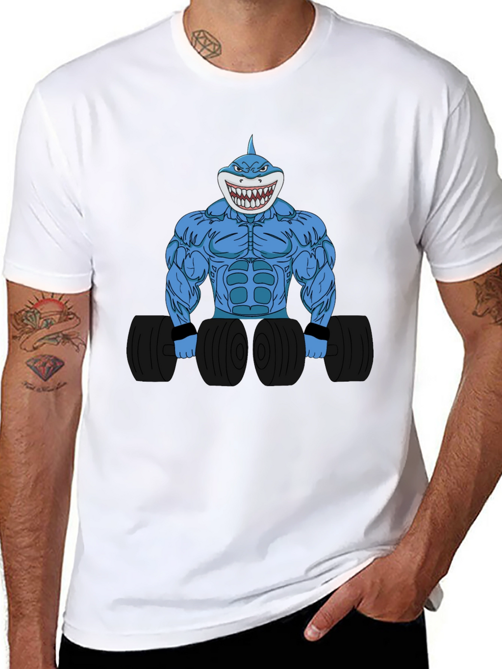 Shark Bodybuilder Graphic T-Shirt