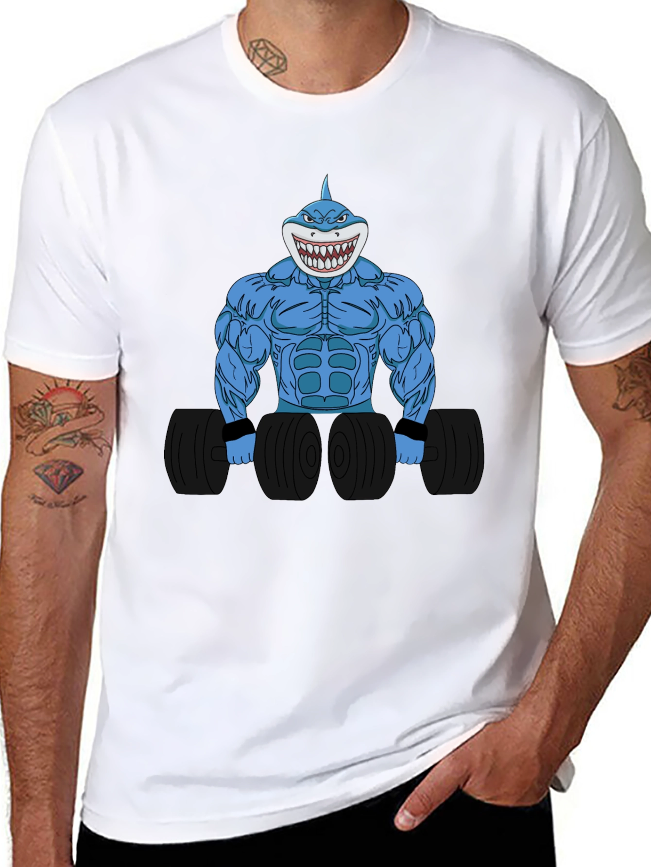 Shark Bodybuilder Graphic T-Shirt