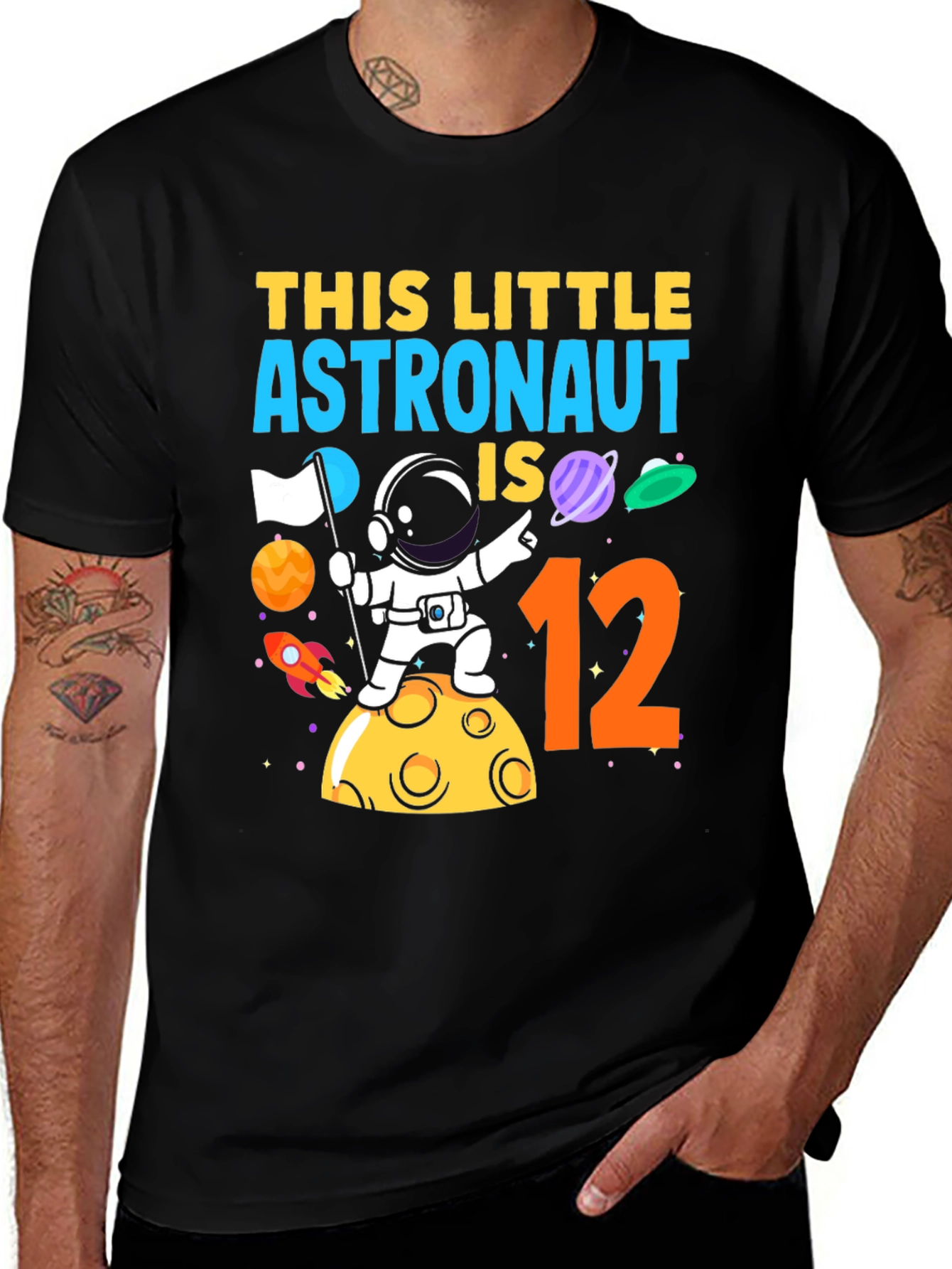 Astronaut Birthday T-Shirt - This Little Astronaut is 12