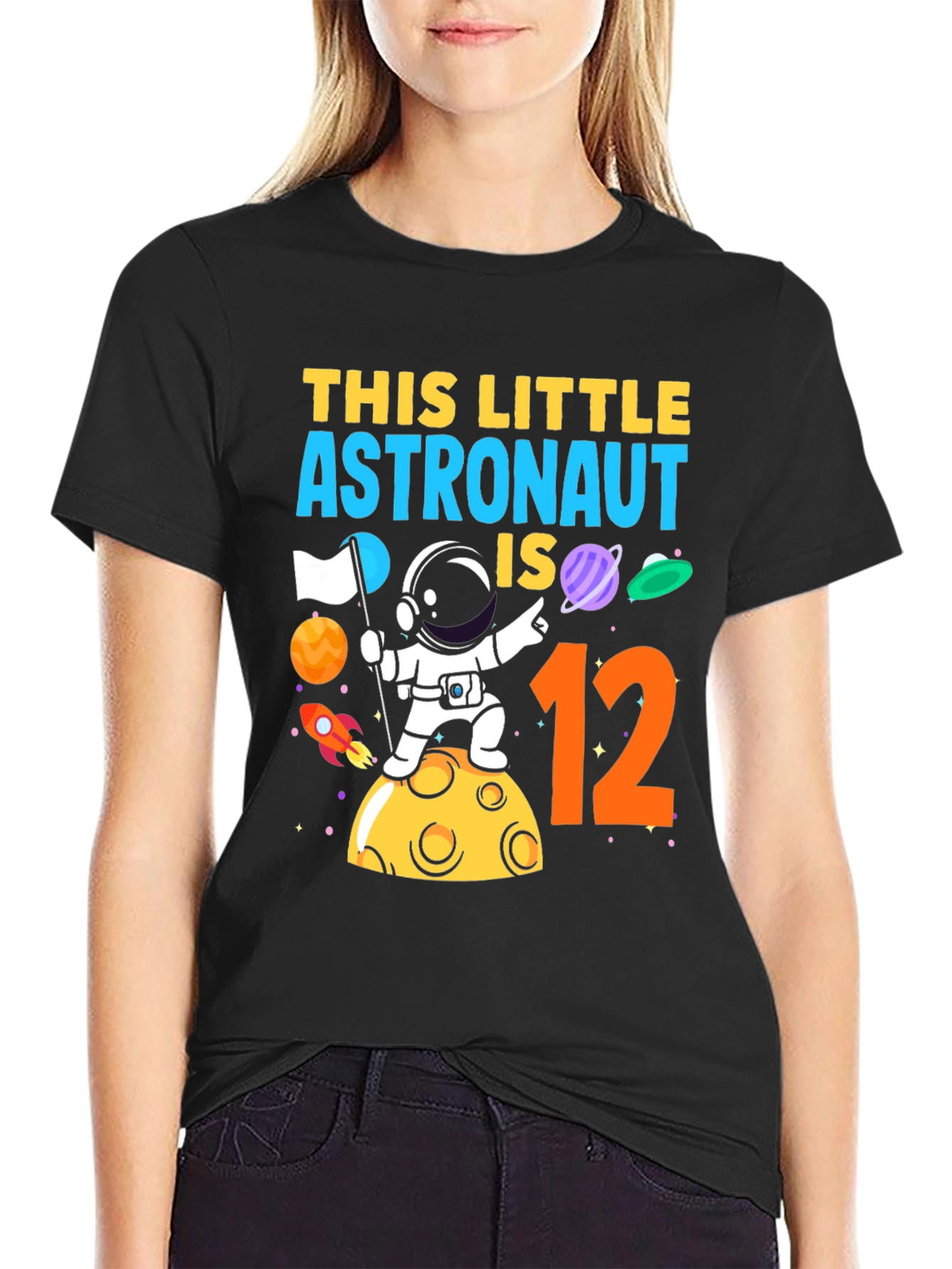 Astronaut Birthday T-Shirt - This Little Astronaut is 12
