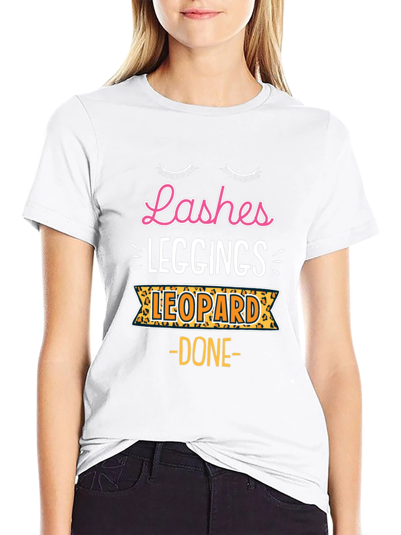 Lashes Leggings Leopard - Womens Graphic Tee