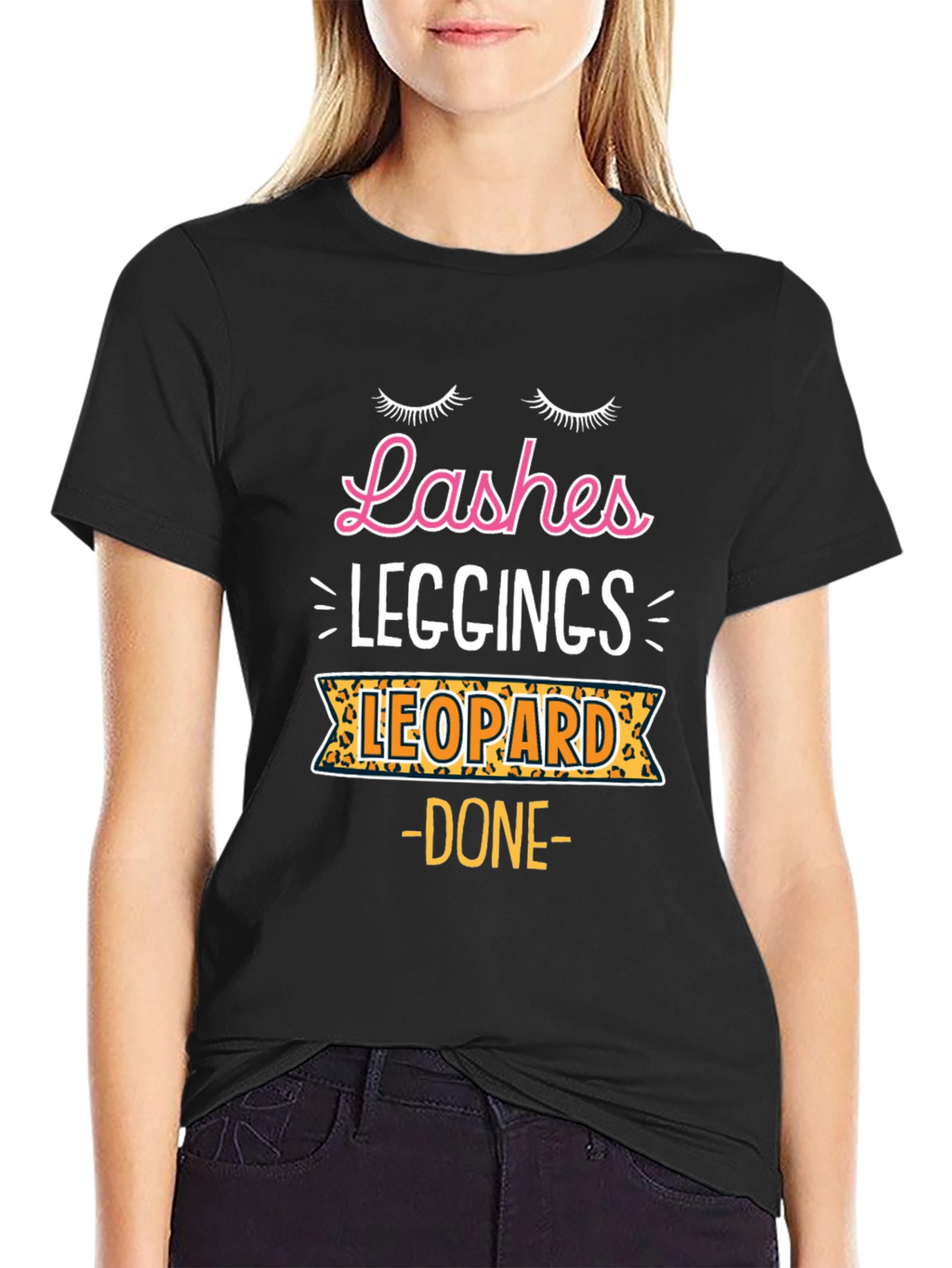Lashes Leggings Leopard - Womens Graphic Tee