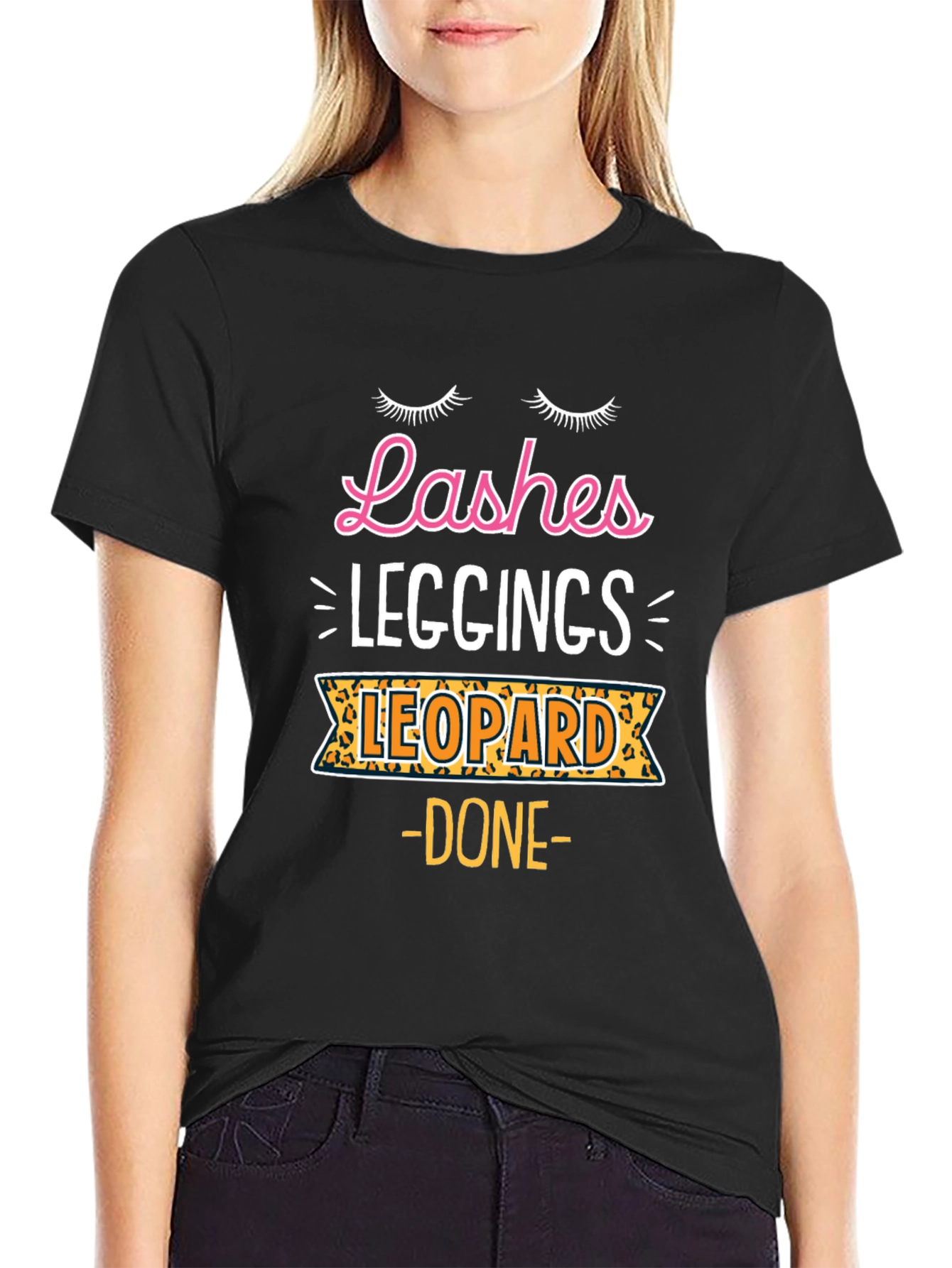Lashes Leggings Leopard - Womens Graphic Tee