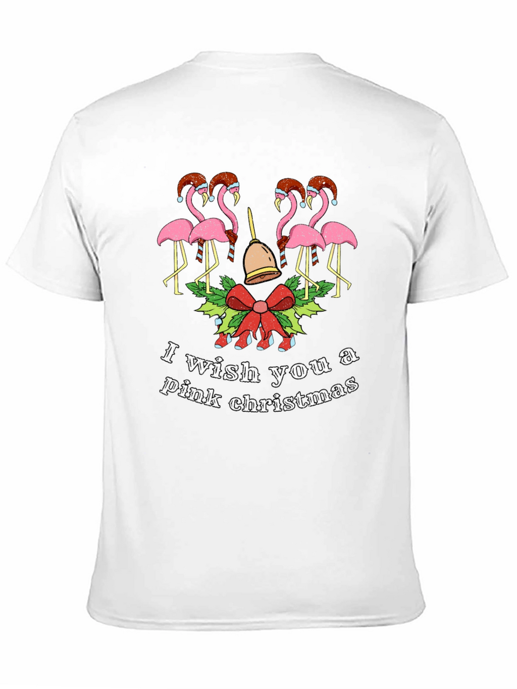 Pink Christmas Flamingo Graphic Tee