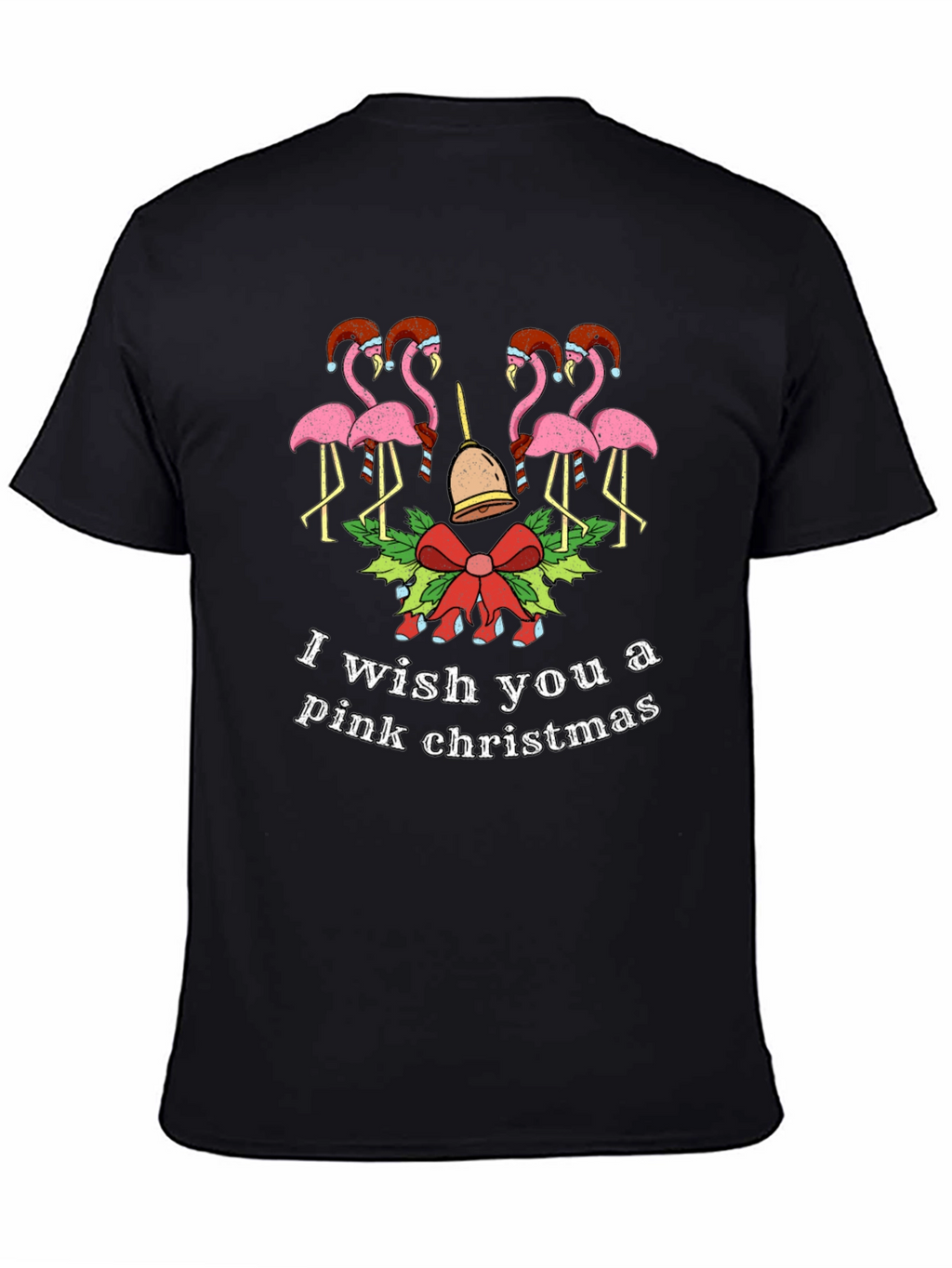 Pink Christmas Flamingo Graphic Tee