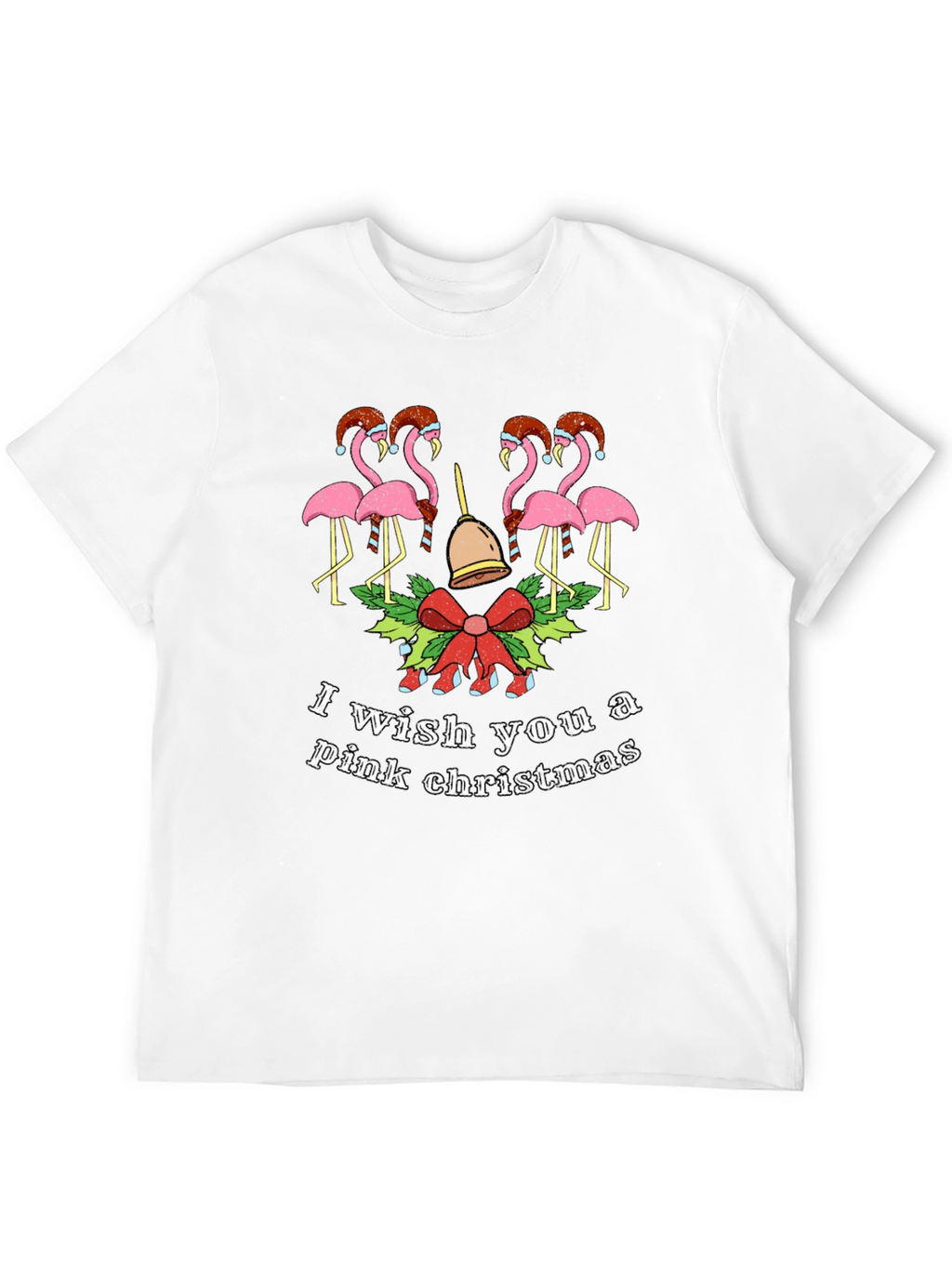 Pink Christmas Flamingo Graphic Tee