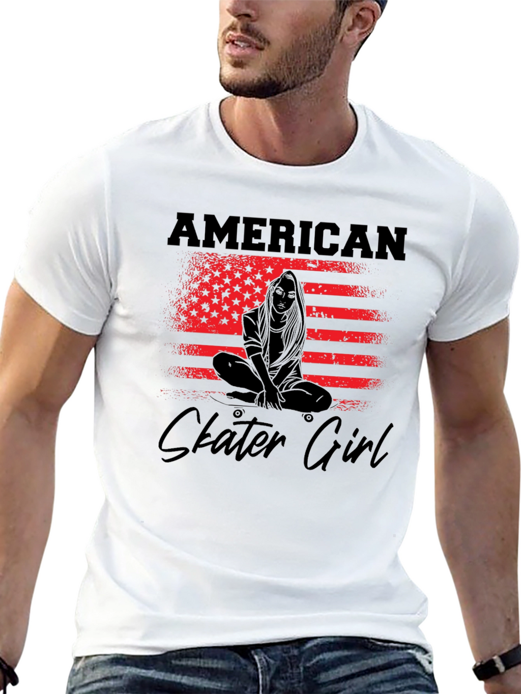 American Skater Girl Graphic T-Shirt
