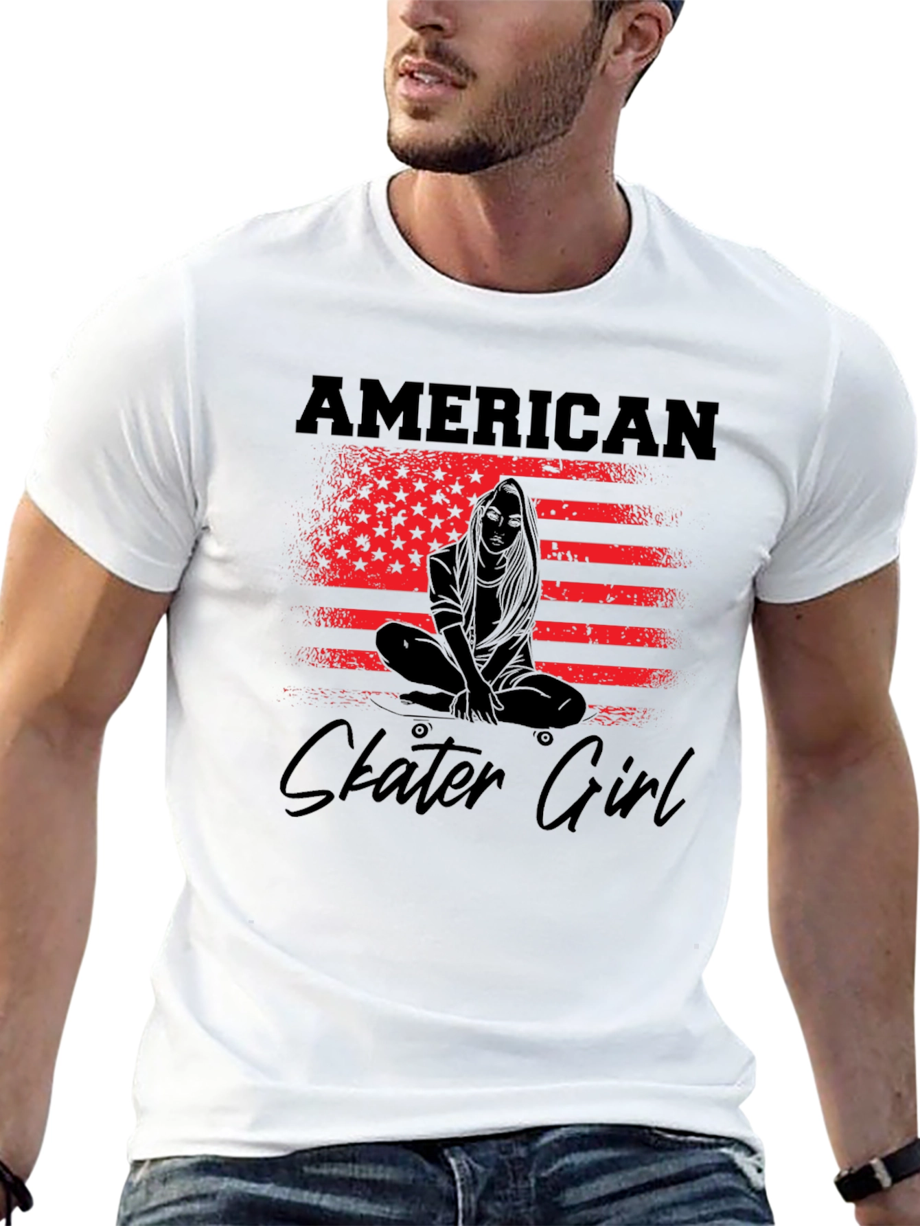 American Skater Girl Graphic T-Shirt