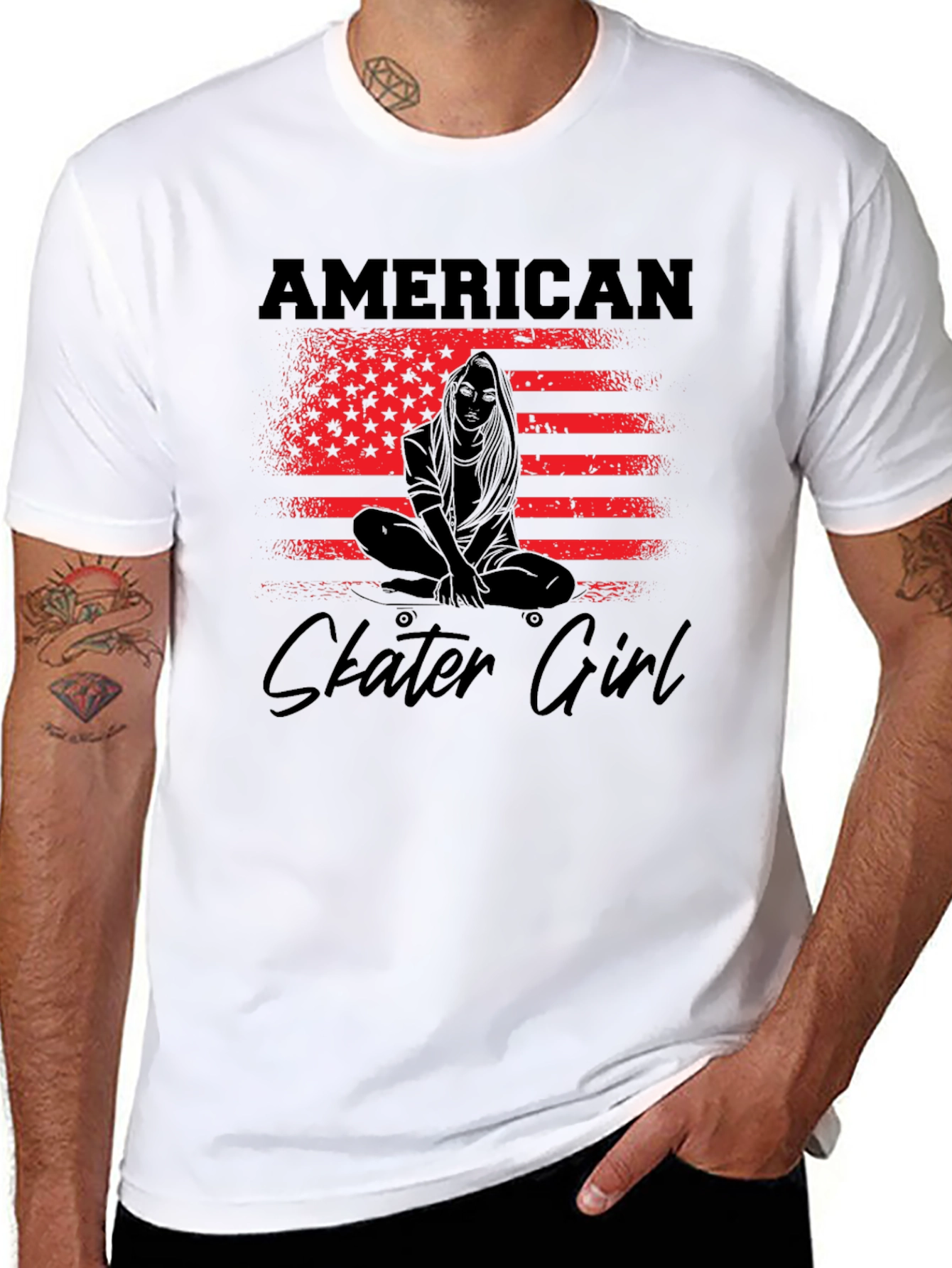 American Skater Girl Graphic T-Shirt