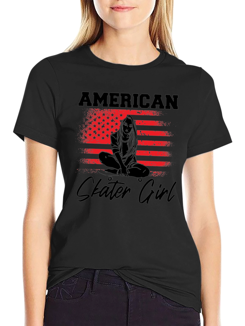 American Skater Girl Graphic T-Shirt