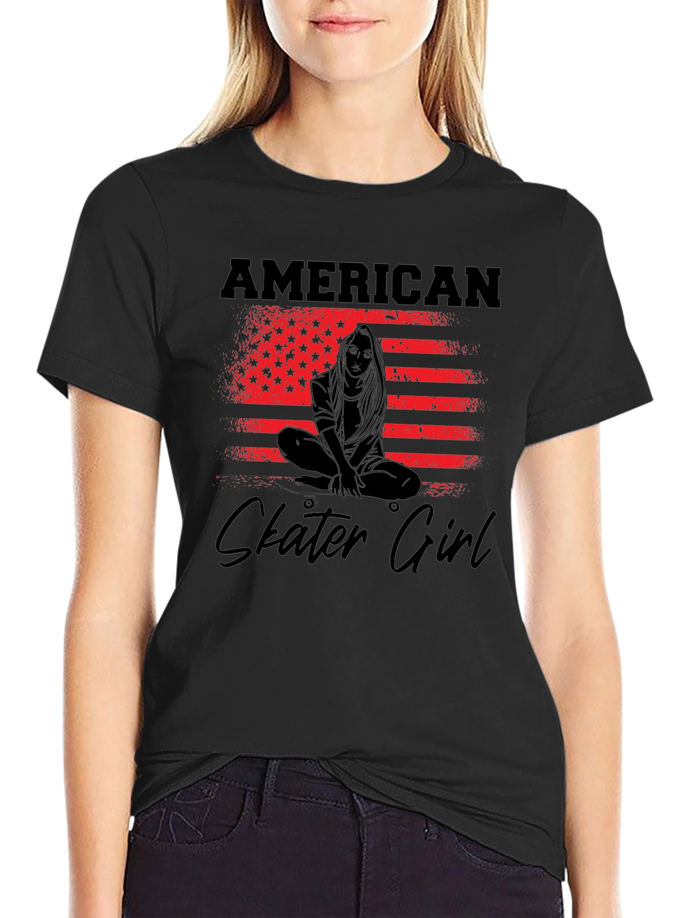 American Skater Girl Graphic T-Shirt