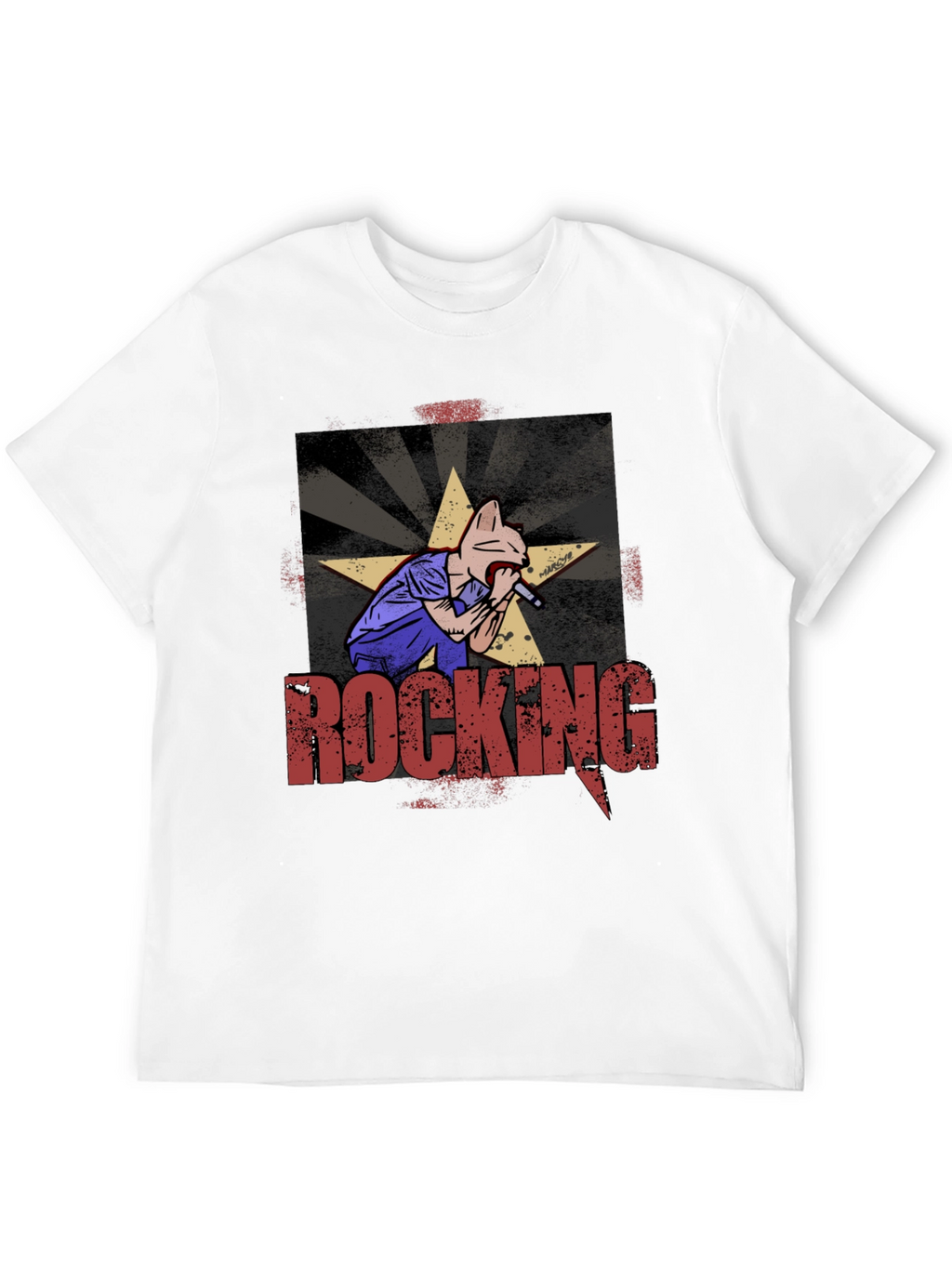 Rocking Cat Graphic Print T-Shirt