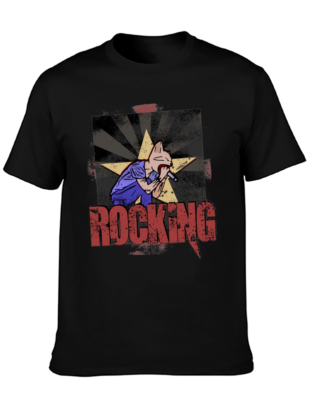 Rocking Cat Graphic Print T-Shirt